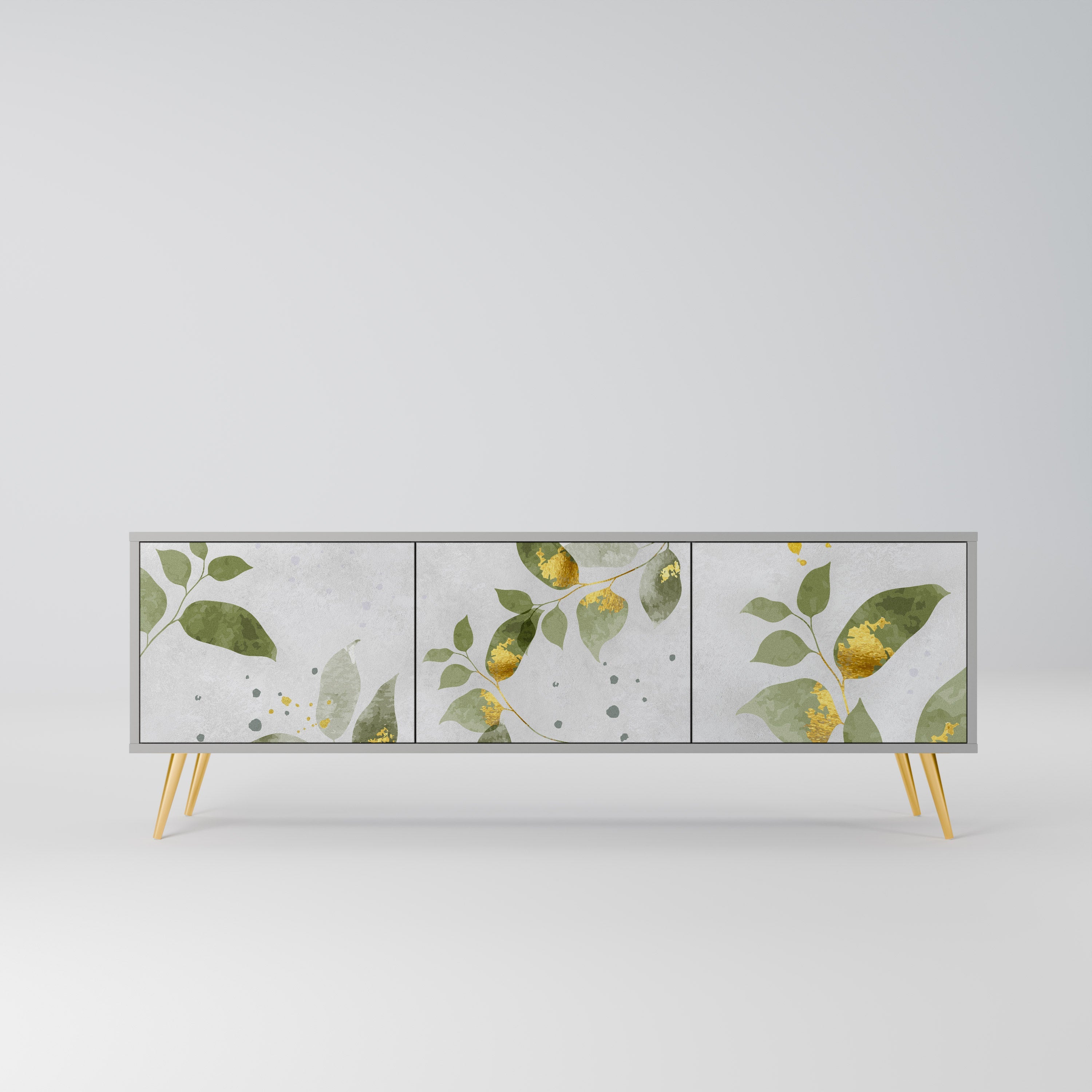 ELEGANT BOTANICS Τρίθυρη βάση τηλεόρασης σε γκρι φινίρισμα