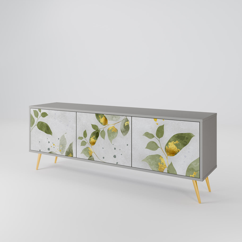 ELEGANT BOTANICS Τρίθυρη βάση τηλεόρασης σε γκρι φινίρισμα