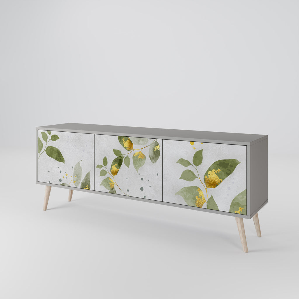 ELEGANT BOTANICS Τρίθυρη βάση τηλεόρασης σε γκρι φινίρισμα