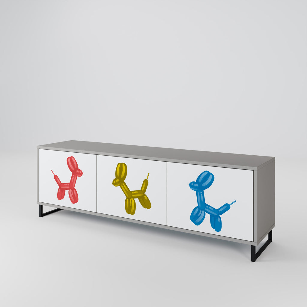 CHILDHOOD MEMORY 3-Door TV Stand in Grey Finish