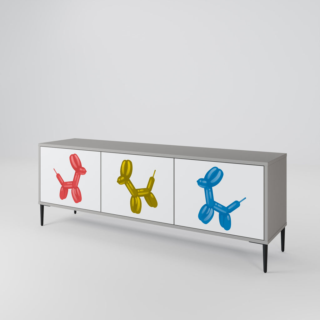 CHILDHOOD MEMORY 3-Door TV Stand in Grey Finish