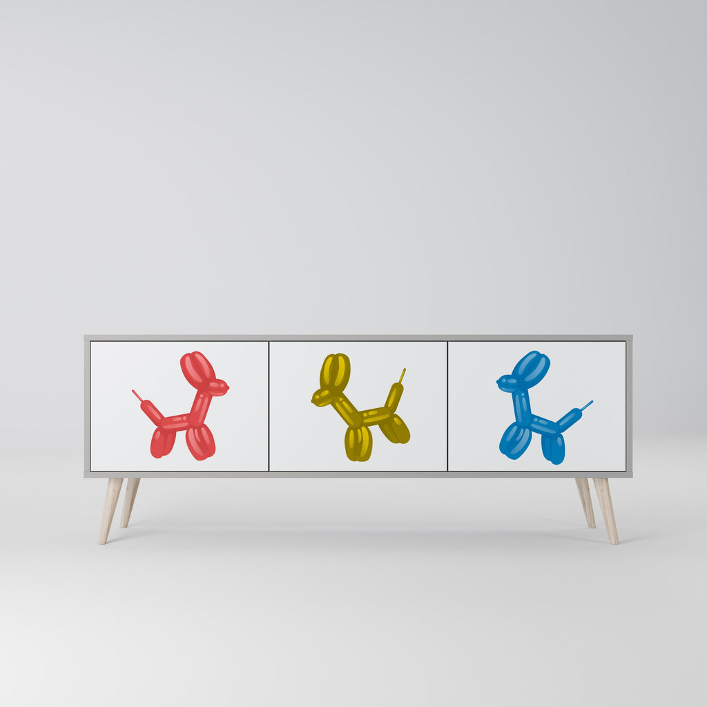 CHILDHOOD MEMORY 3-Door TV Stand in Grey Finish