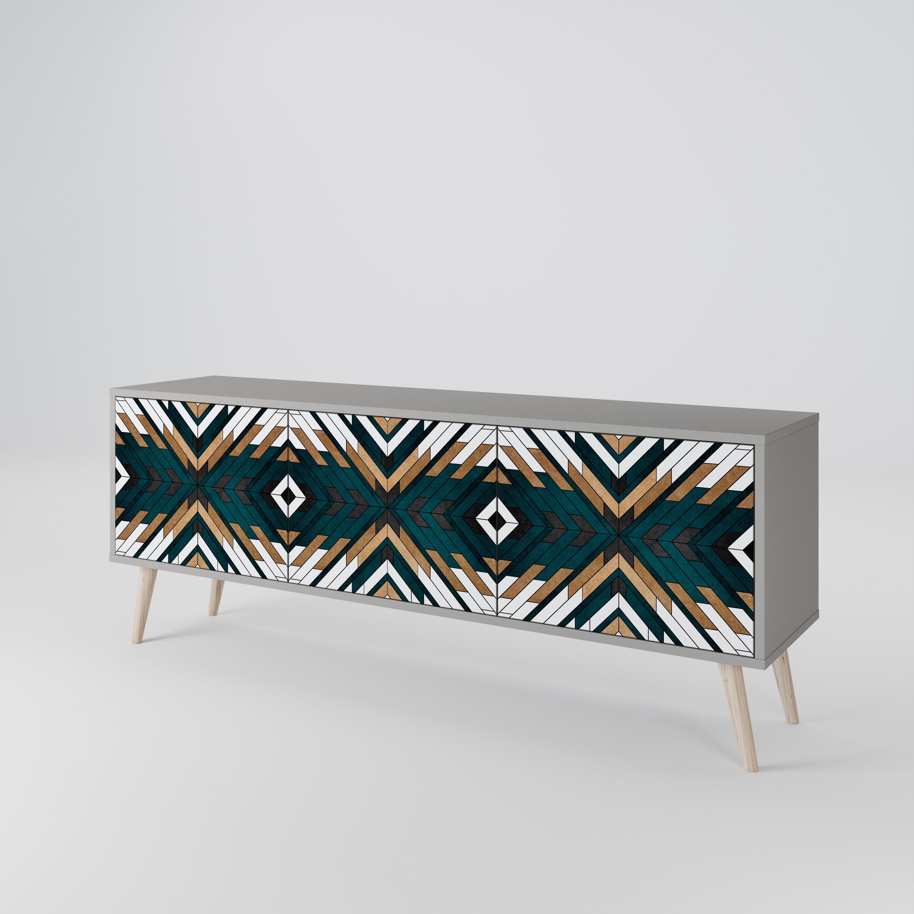 Βάση τηλεόρασης ARTISTIC GEOMETRIA 3 θυρών σε γκρι φινίρισμα