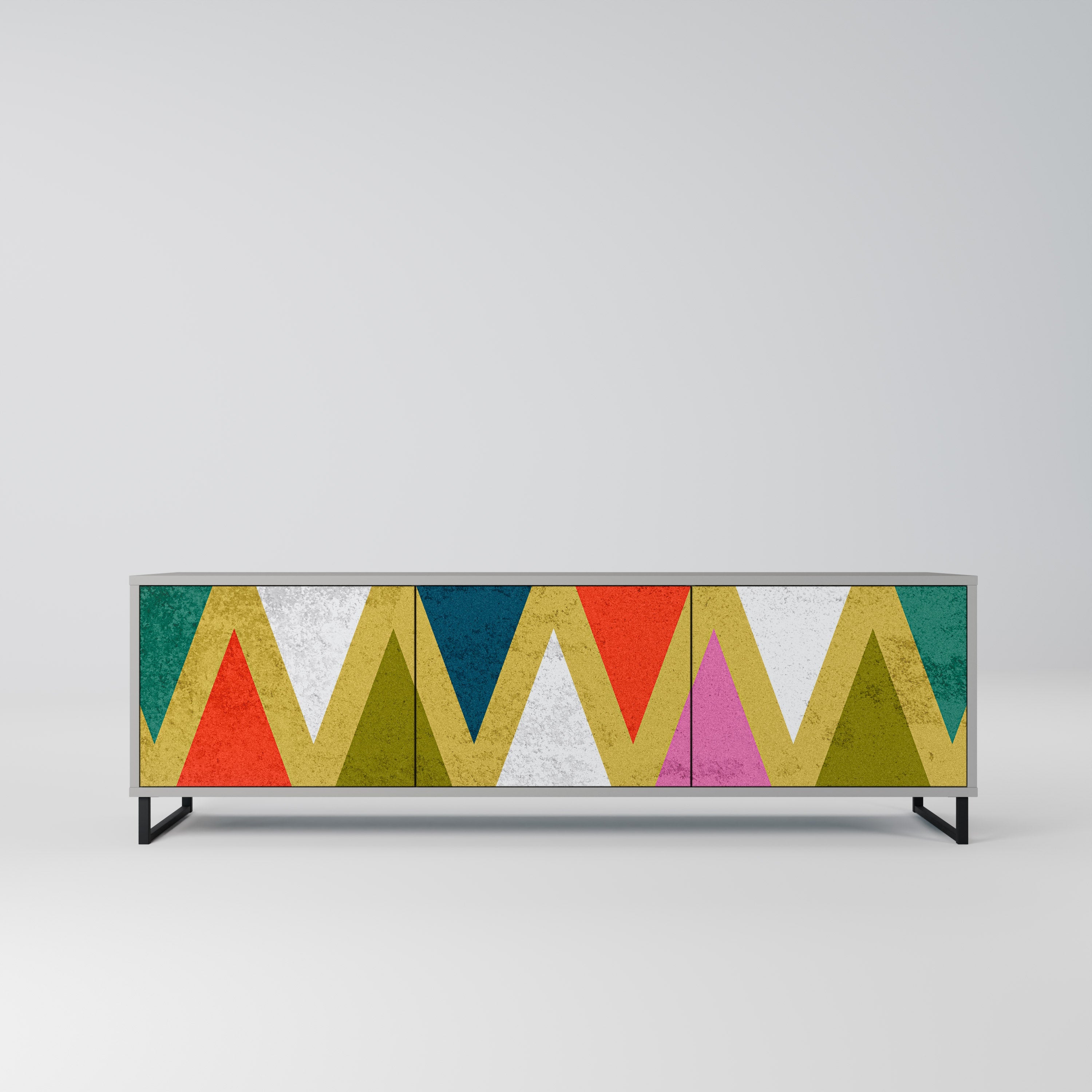 Βάση τηλεόρασης 3 θυρών COLORFUL TRIANGLES σε γκρι φινίρισμα