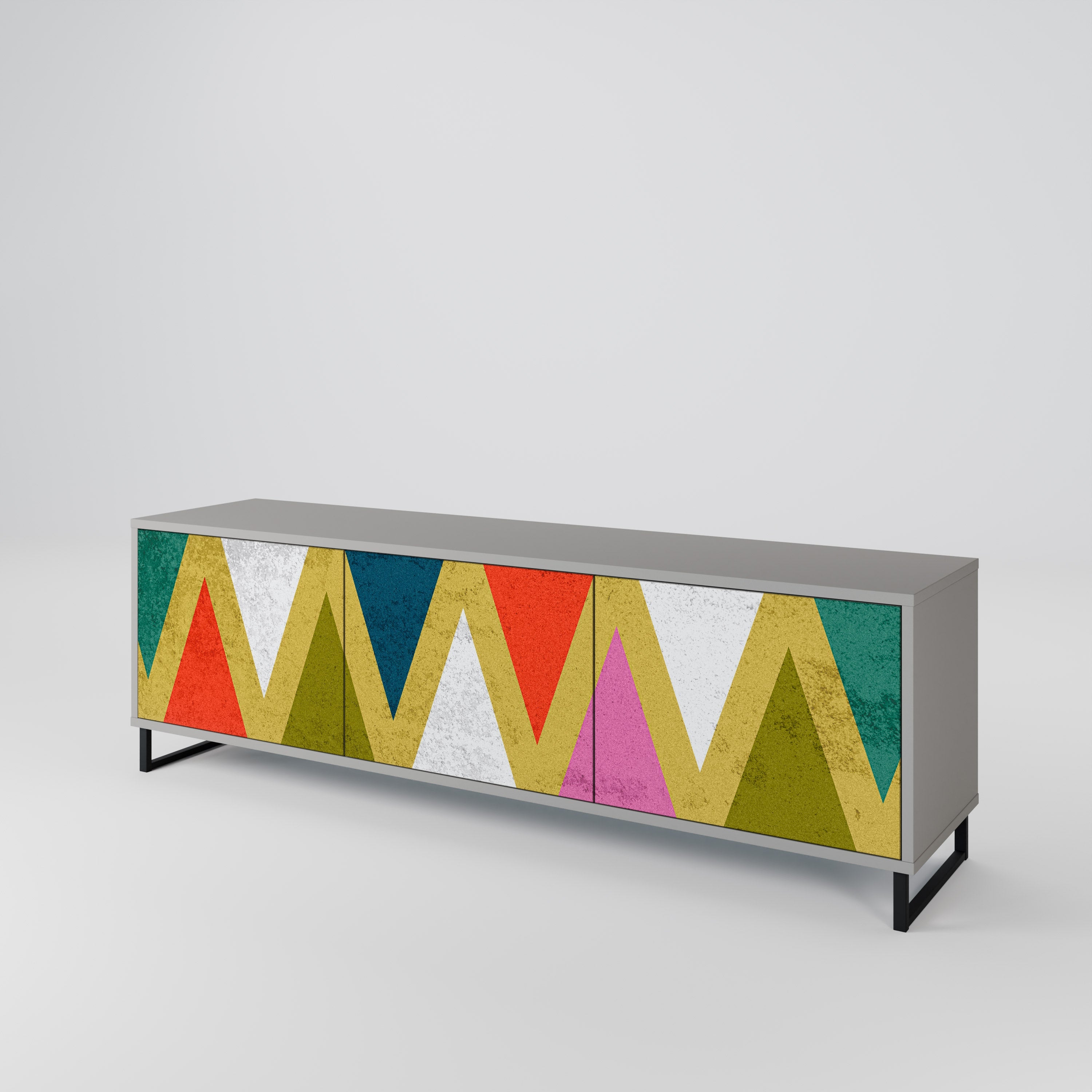 Βάση τηλεόρασης 3 θυρών COLORFUL TRIANGLES σε γκρι φινίρισμα