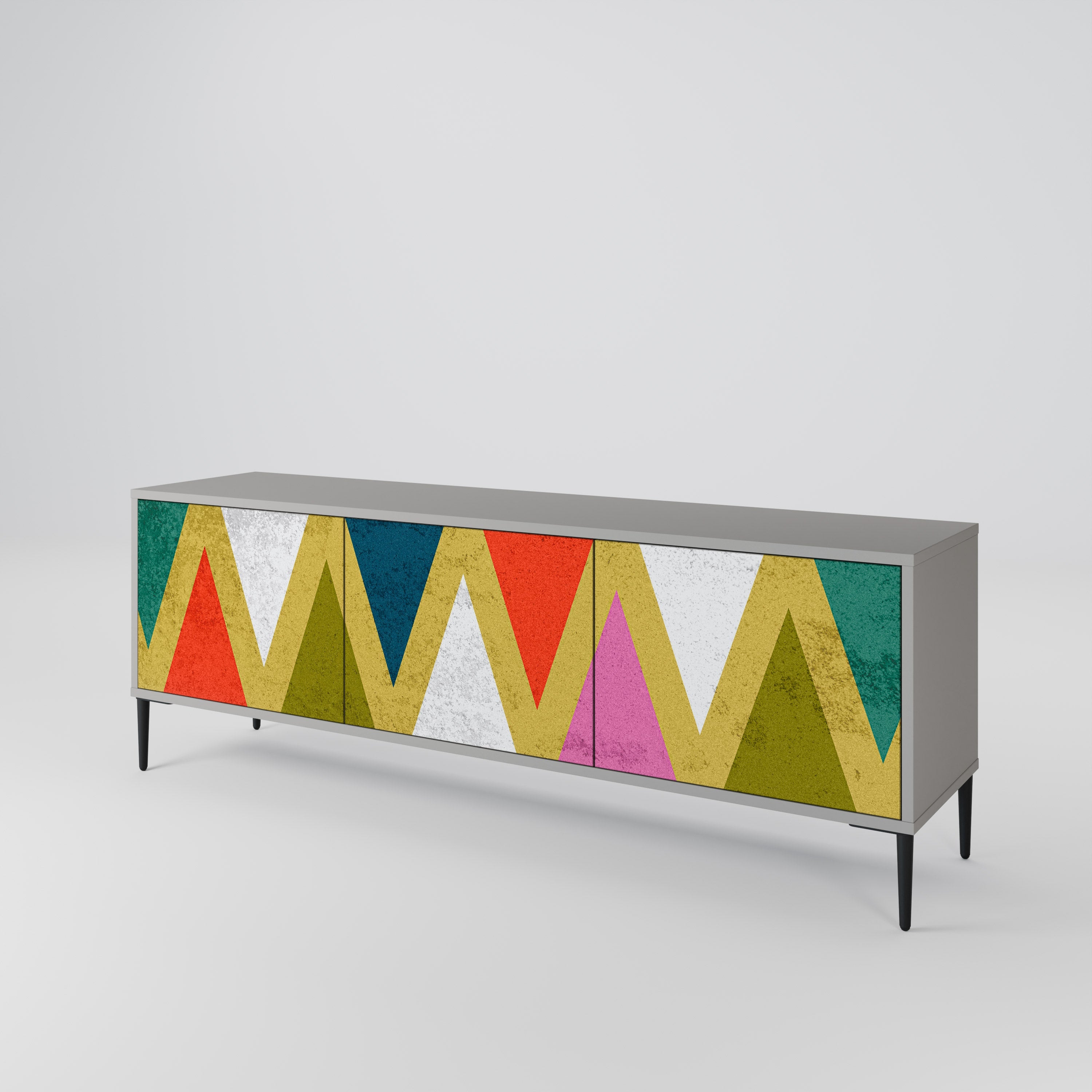 Βάση τηλεόρασης 3 θυρών COLORFUL TRIANGLES σε γκρι φινίρισμα