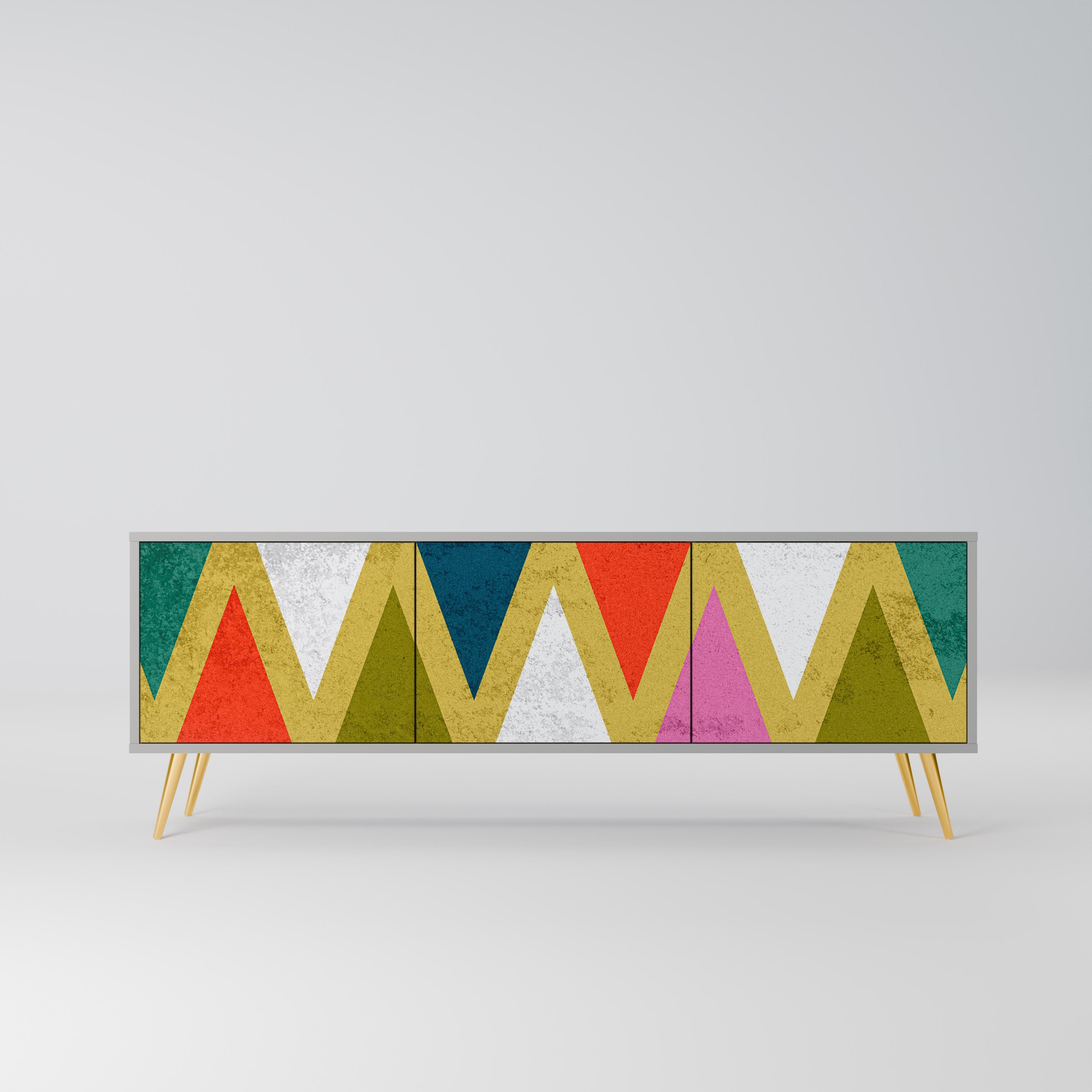 Βάση τηλεόρασης 3 θυρών COLORFUL TRIANGLES σε γκρι φινίρισμα