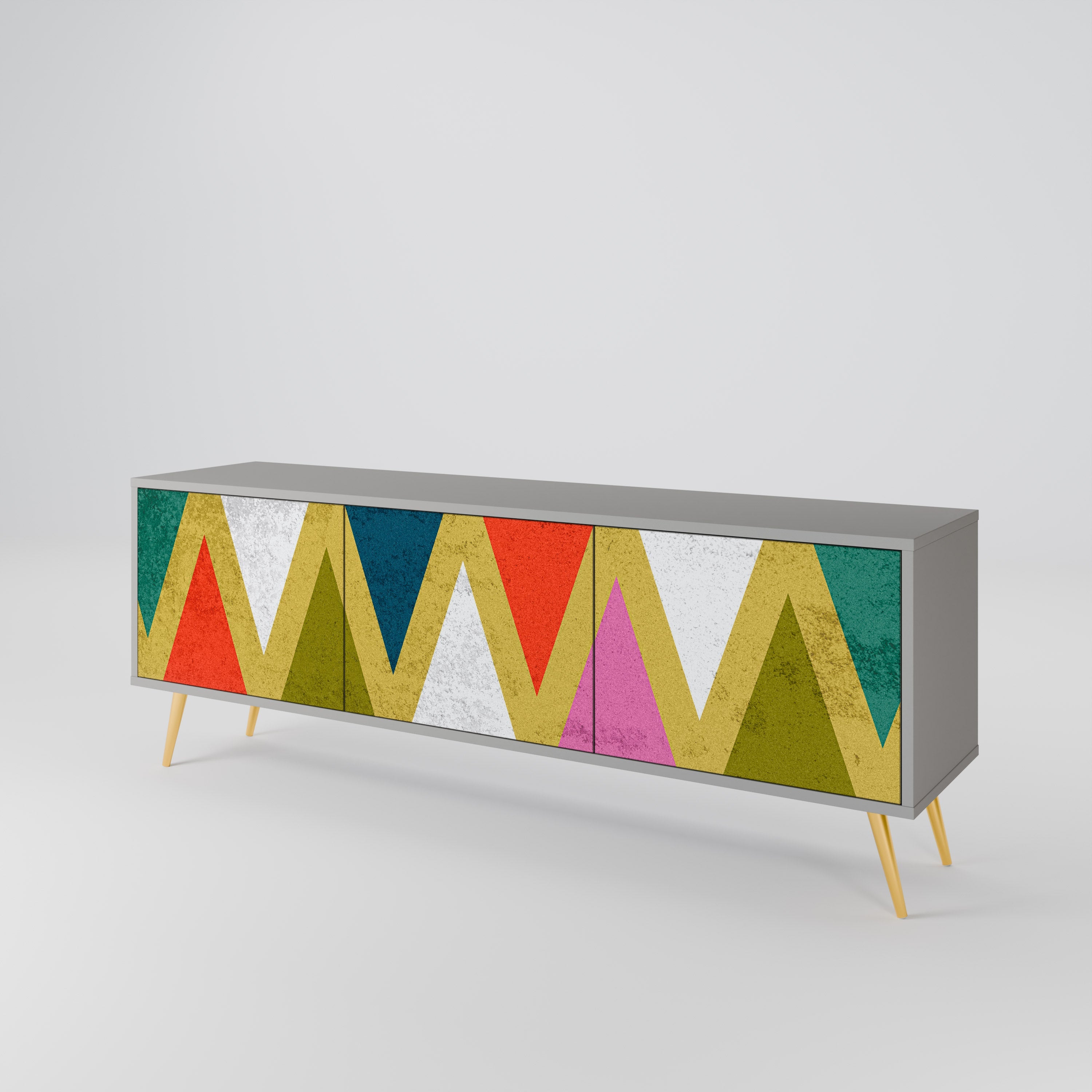 Βάση τηλεόρασης 3 θυρών COLORFUL TRIANGLES σε γκρι φινίρισμα