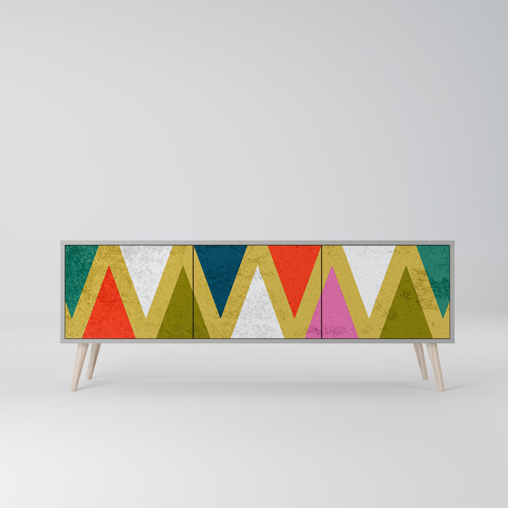 Βάση τηλεόρασης 3 θυρών COLORFUL TRIANGLES σε γκρι φινίρισμα