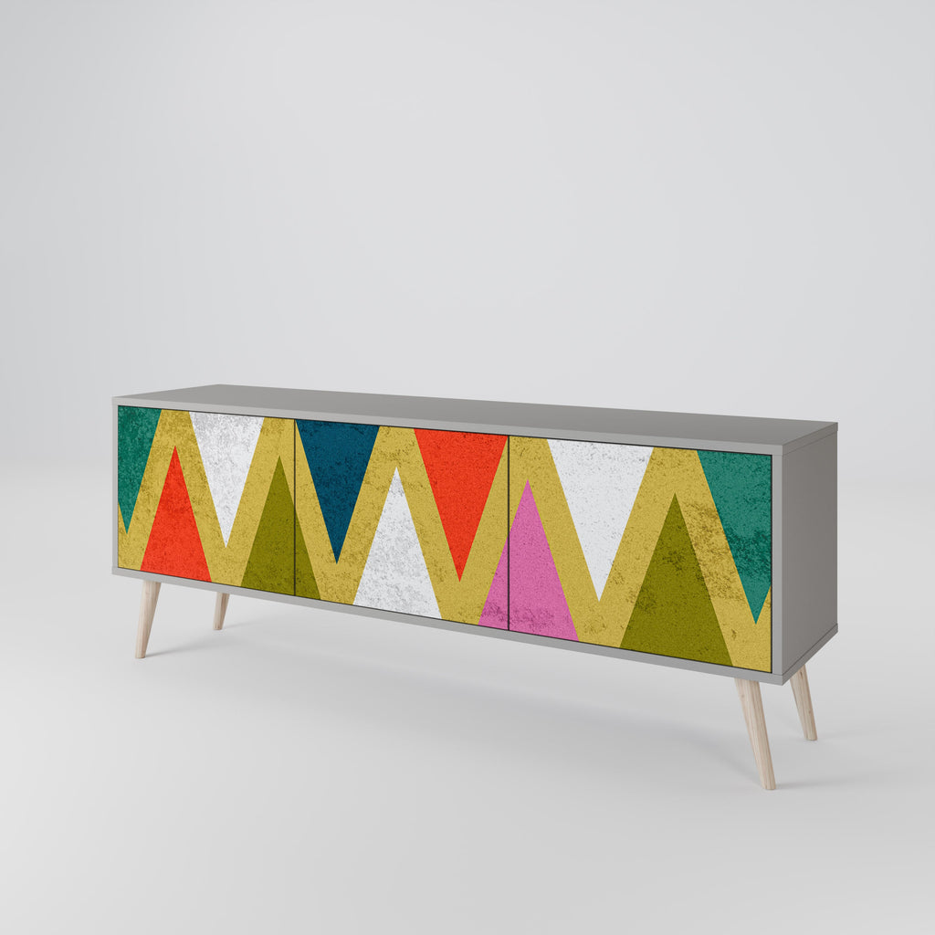 Βάση τηλεόρασης 3 θυρών COLORFUL TRIANGLES σε γκρι φινίρισμα