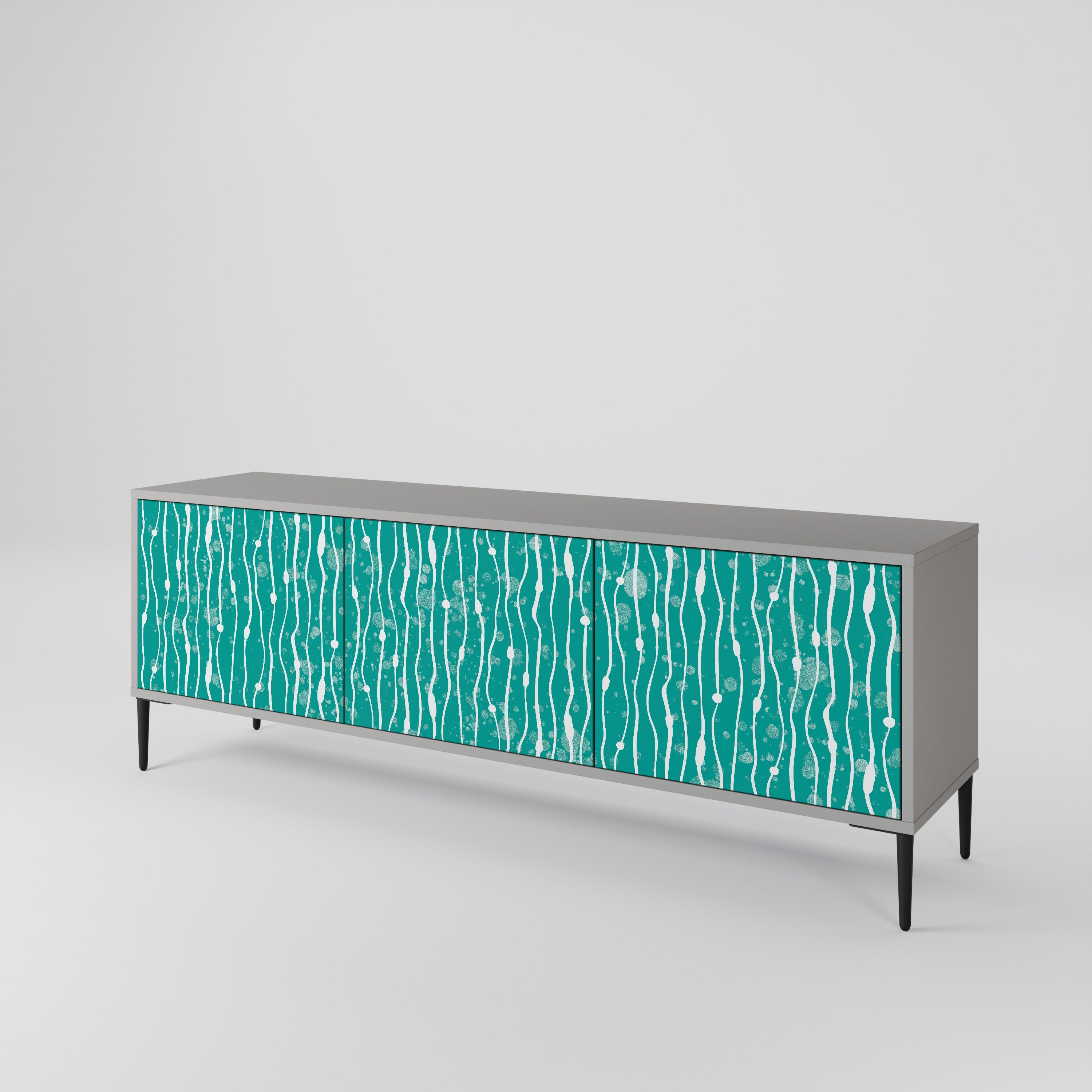 Βάση τηλεόρασης 3 θυρών TURQUOISE RAIN σε γκρι φινίρισμα