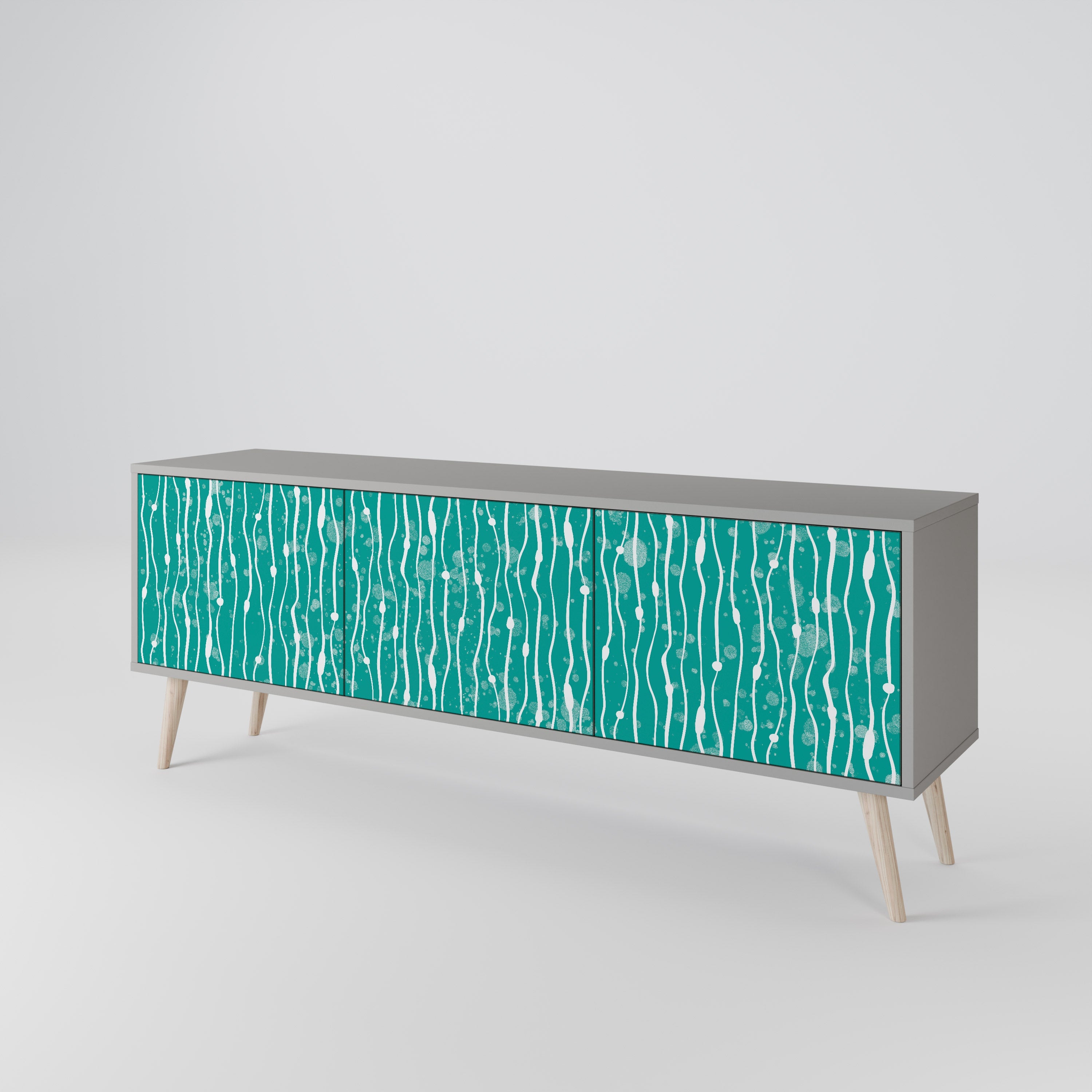 Βάση τηλεόρασης 3 θυρών TURQUOISE RAIN σε γκρι φινίρισμα
