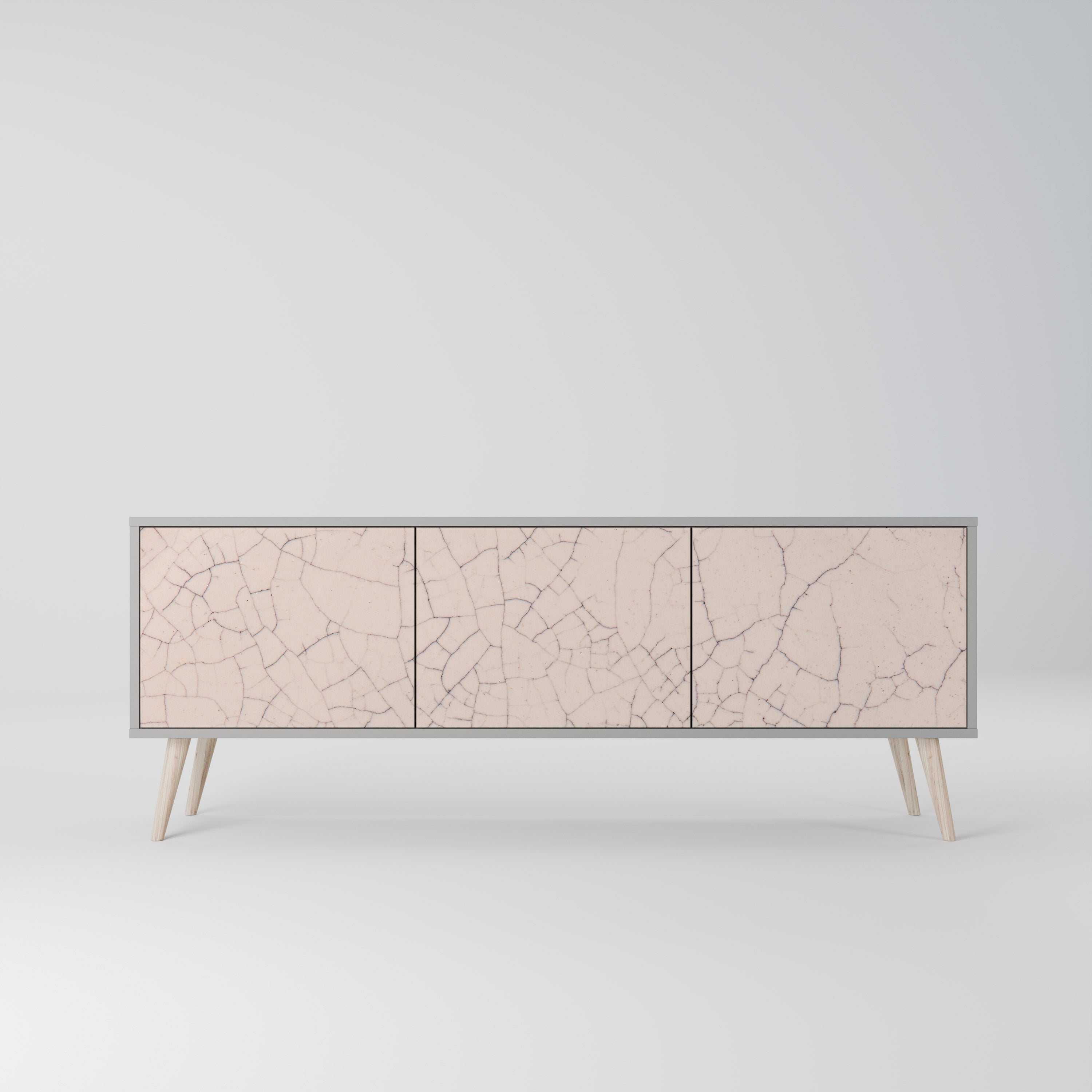 Βάση τηλεόρασης 3 θυρών CERAMIC TEXTURE σε γκρι φινίρισμα