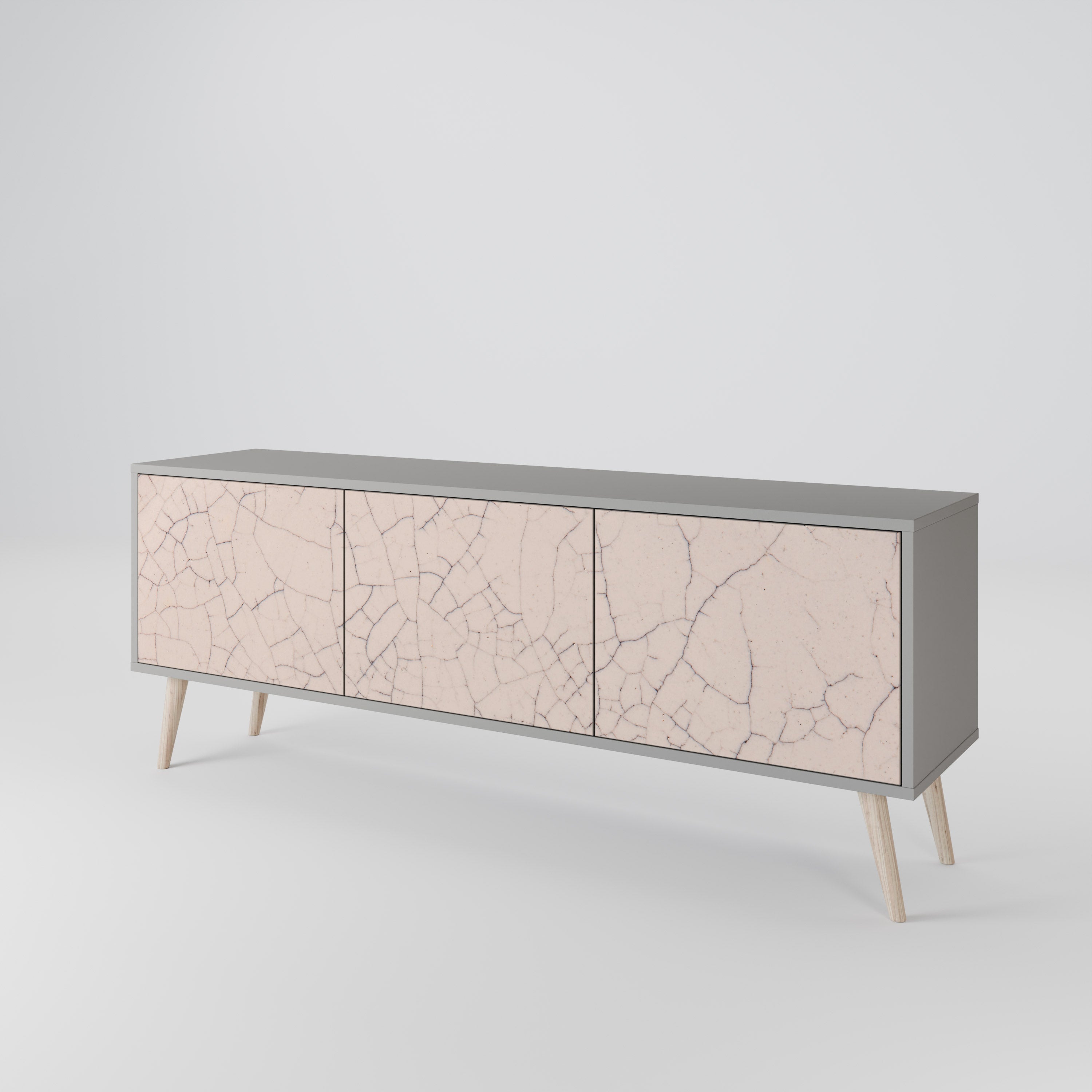 Βάση τηλεόρασης 3 θυρών CERAMIC TEXTURE σε γκρι φινίρισμα