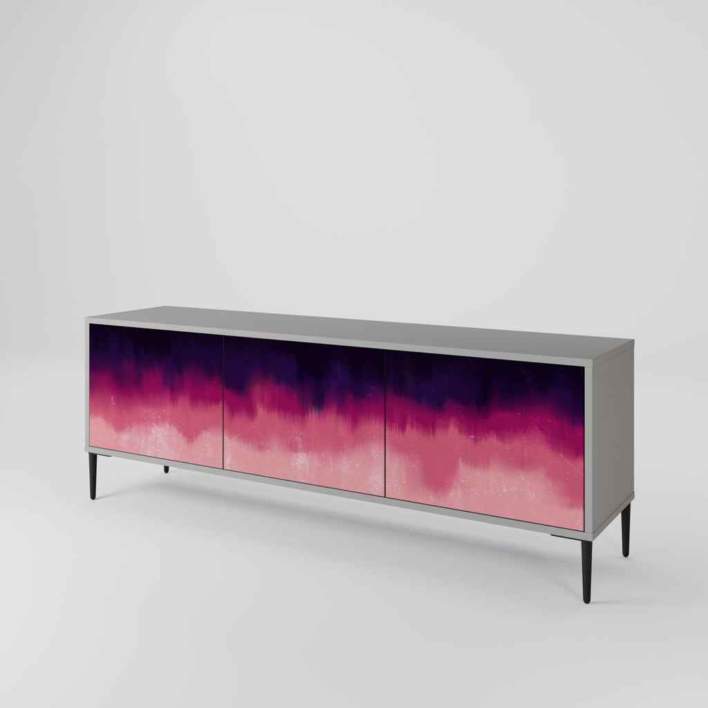 AURORA BOREALIS 3-Door TV Stand in Grey Finish