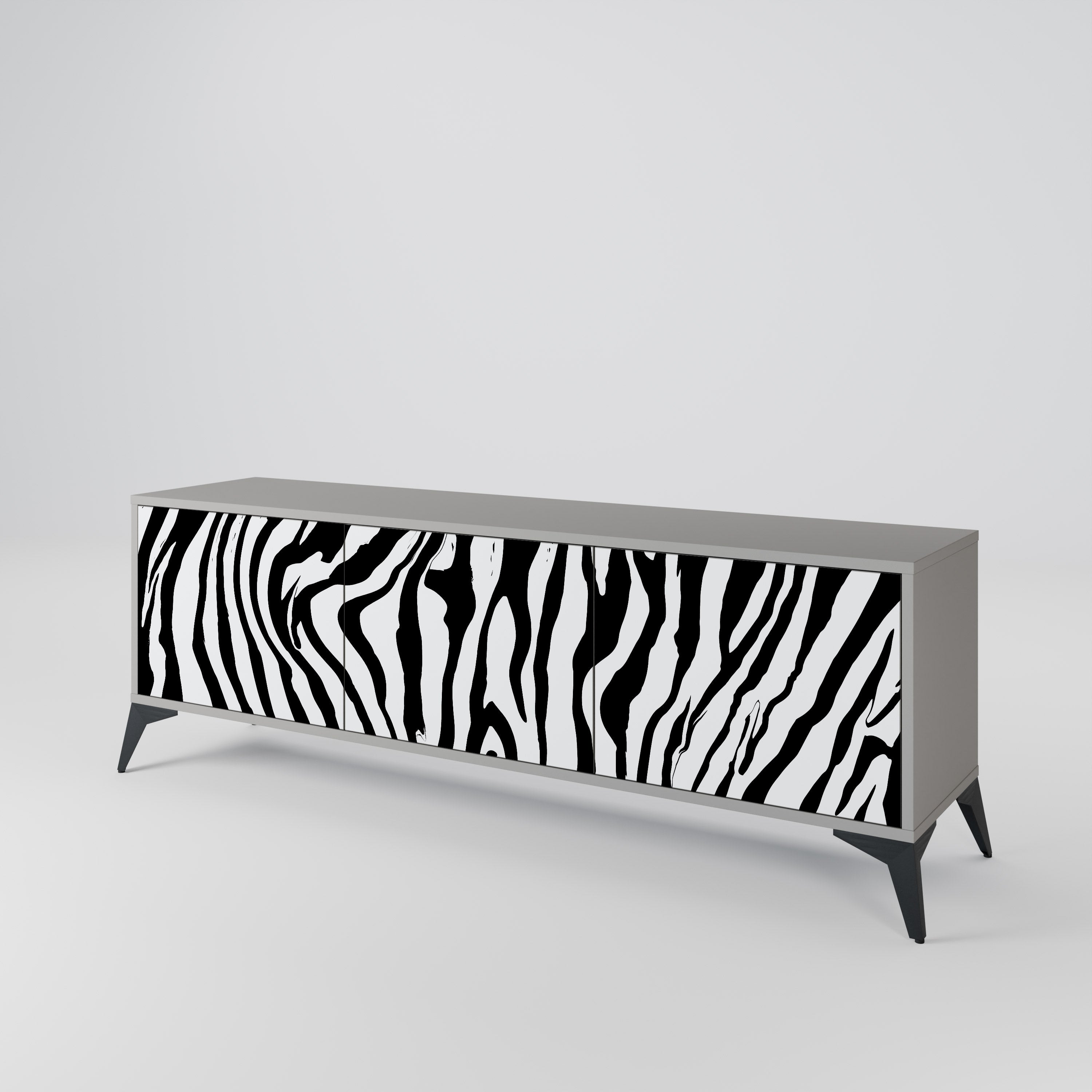 Βάση τηλεόρασης SPLENDID ZEBRA με 3 πόρτες σε γκρι φινίρισμα