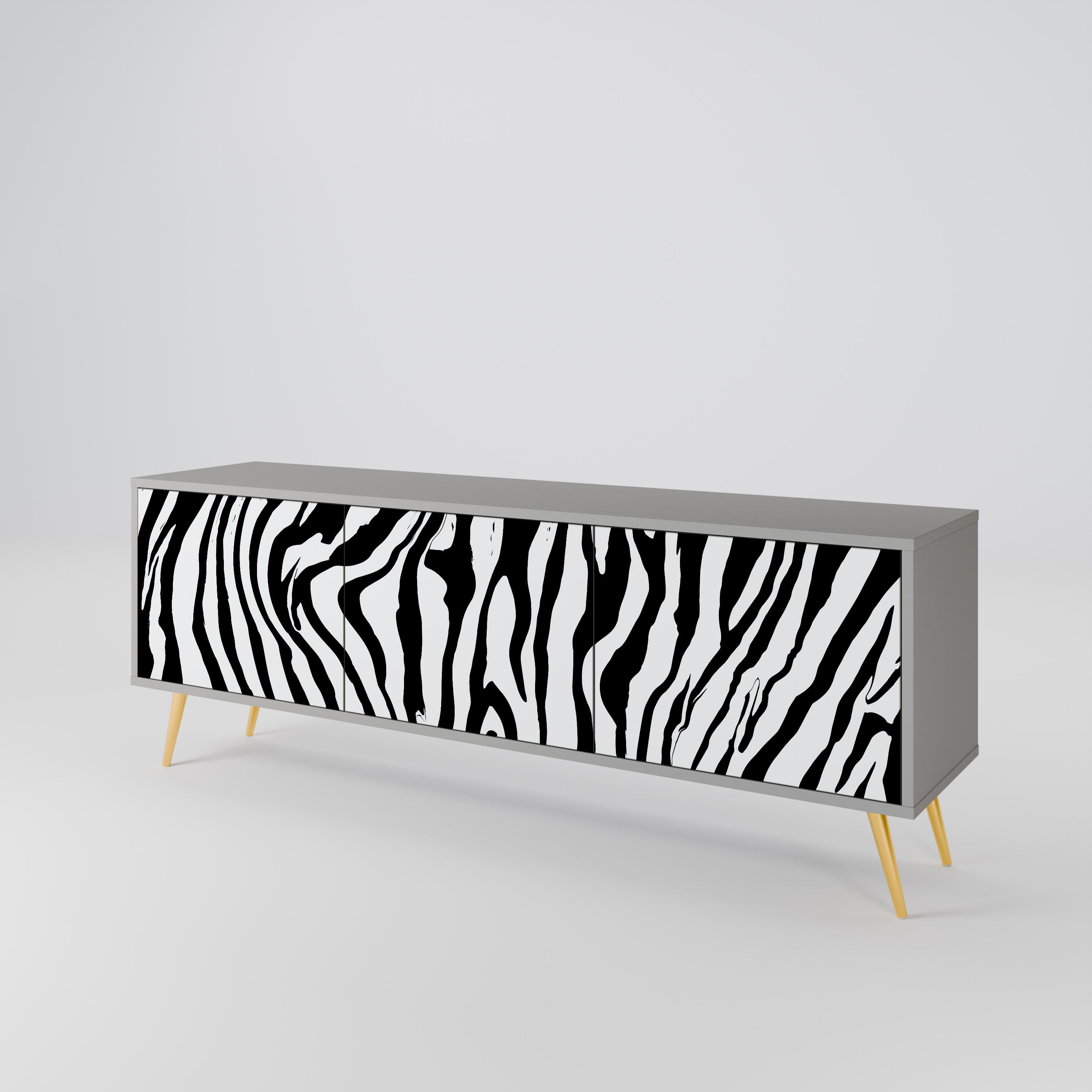 Βάση τηλεόρασης SPLENDID ZEBRA με 3 πόρτες σε γκρι φινίρισμα