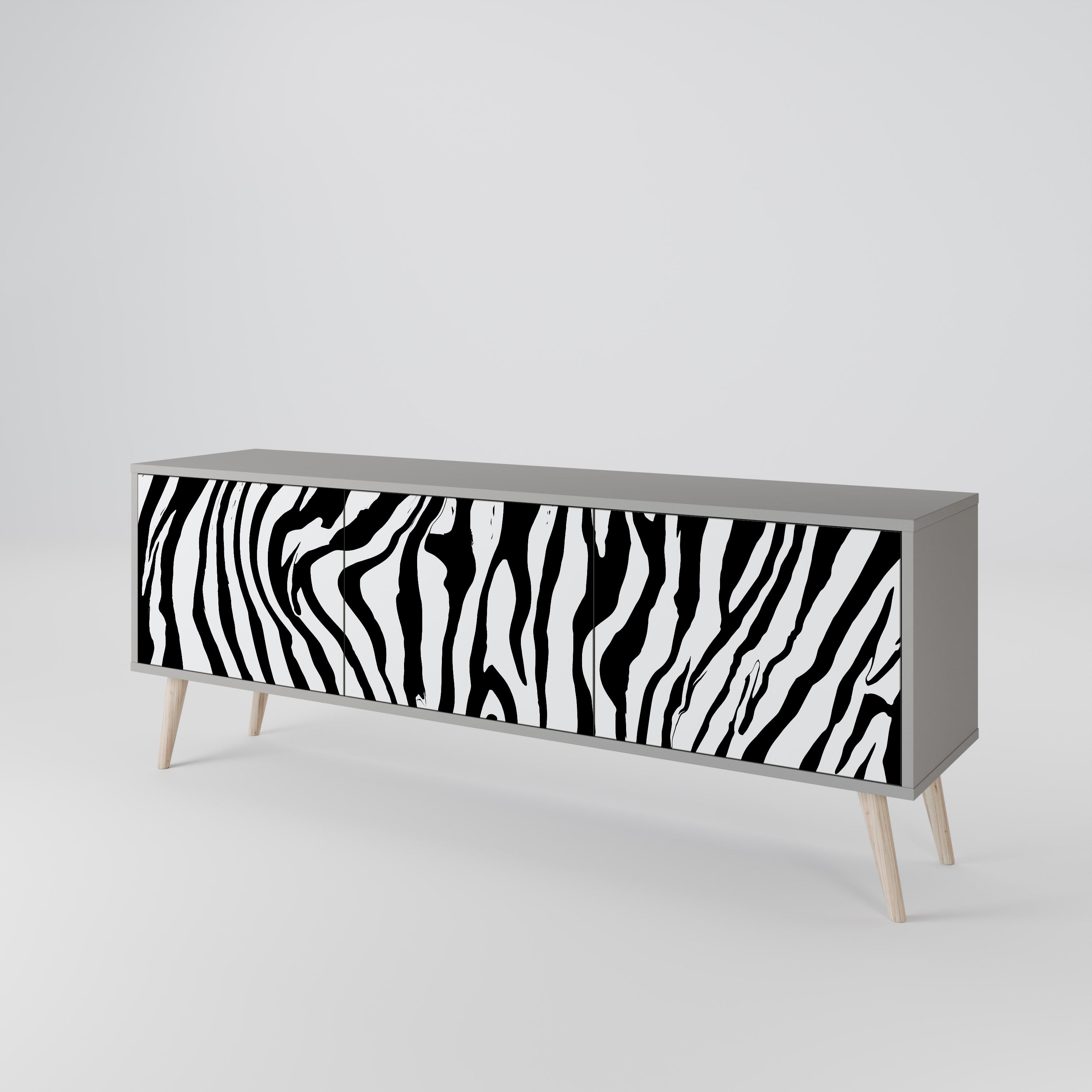 Βάση τηλεόρασης SPLENDID ZEBRA με 3 πόρτες σε γκρι φινίρισμα