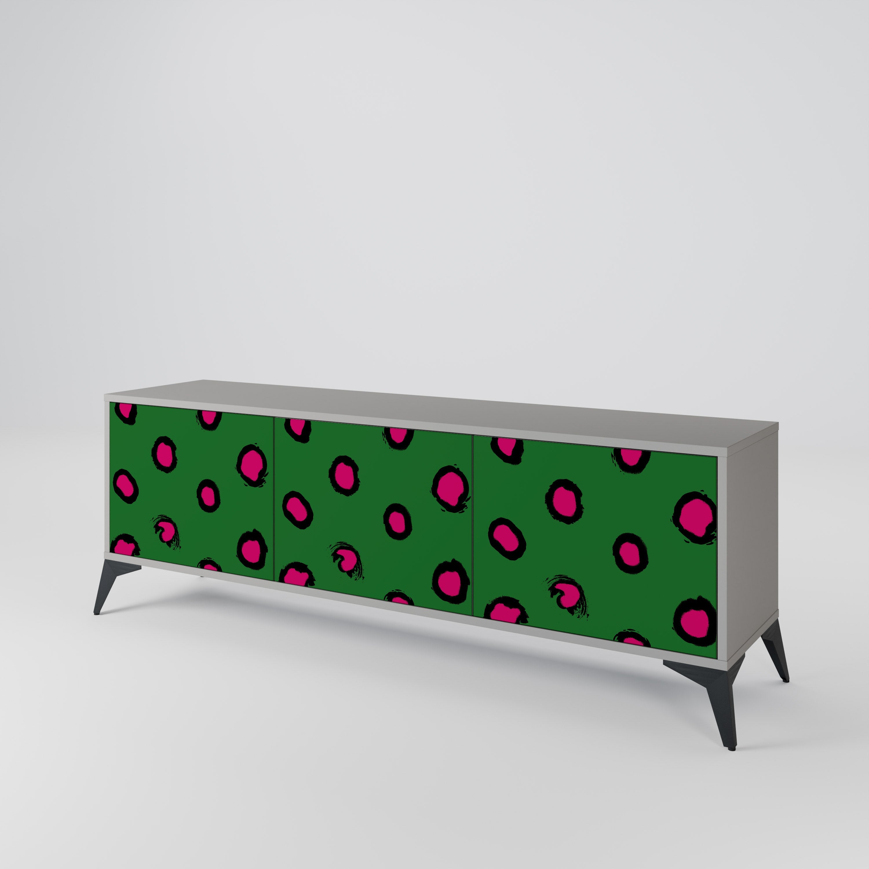 Βάση τηλεόρασης FUNKY SPOTS με 3 πόρτες σε γκρι φινίρισμα