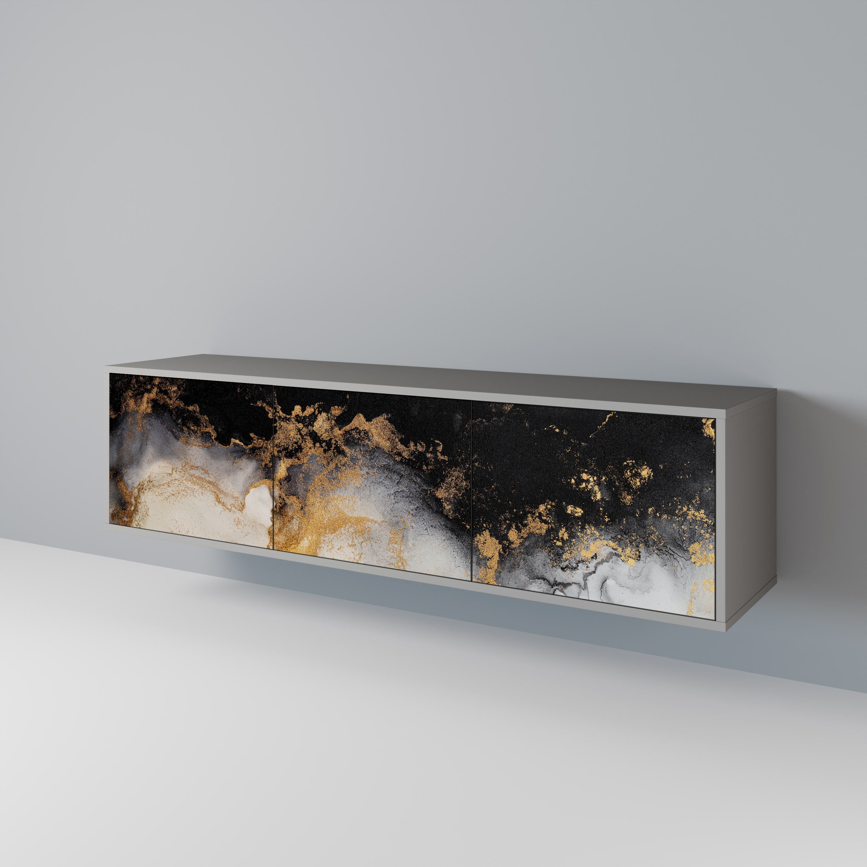 Βάση τηλεόρασης MARBLE OF TOMMORROW με 3 πόρτες σε γκρι φινίρισμα