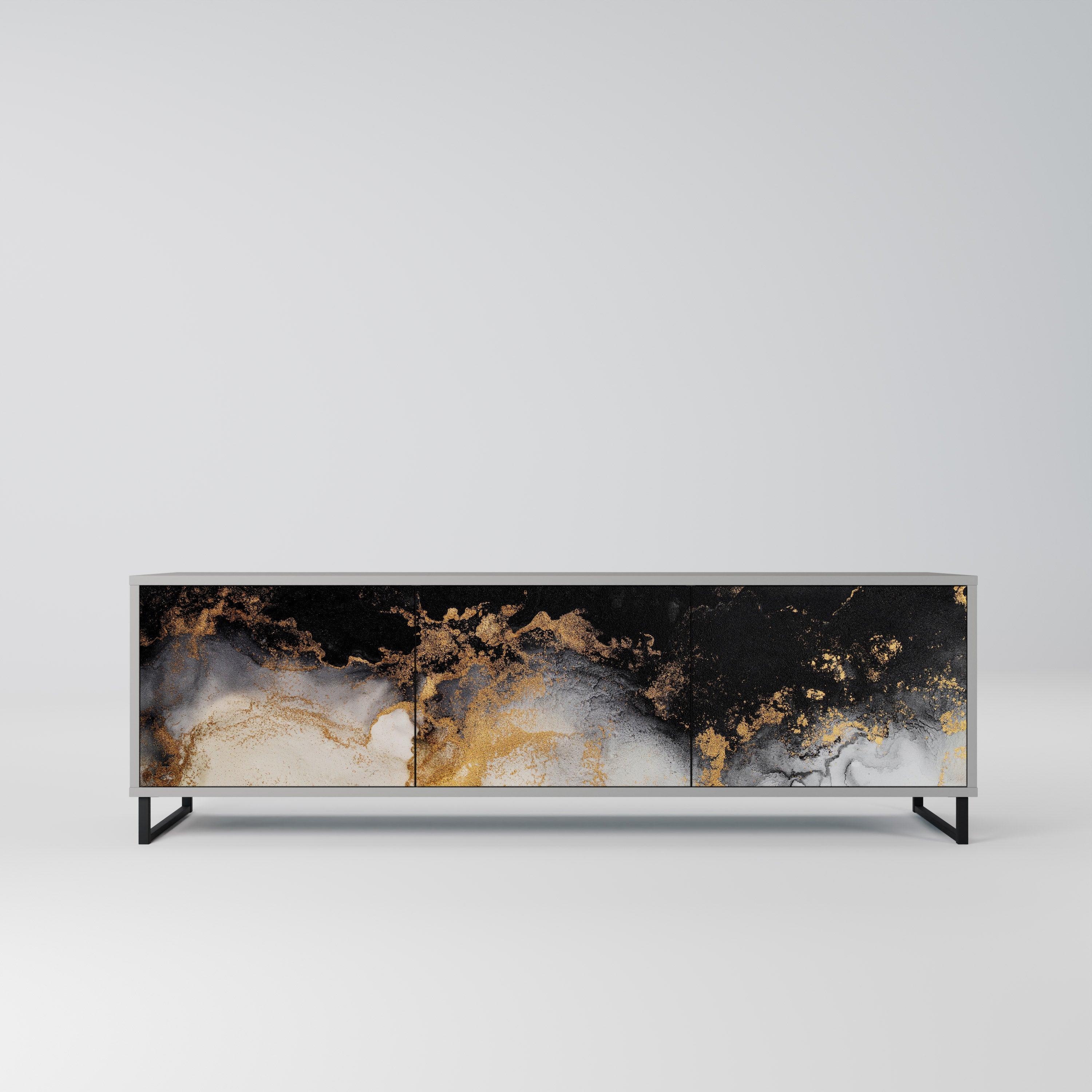 Βάση τηλεόρασης MARBLE OF TOMMORROW με 3 πόρτες σε γκρι φινίρισμα