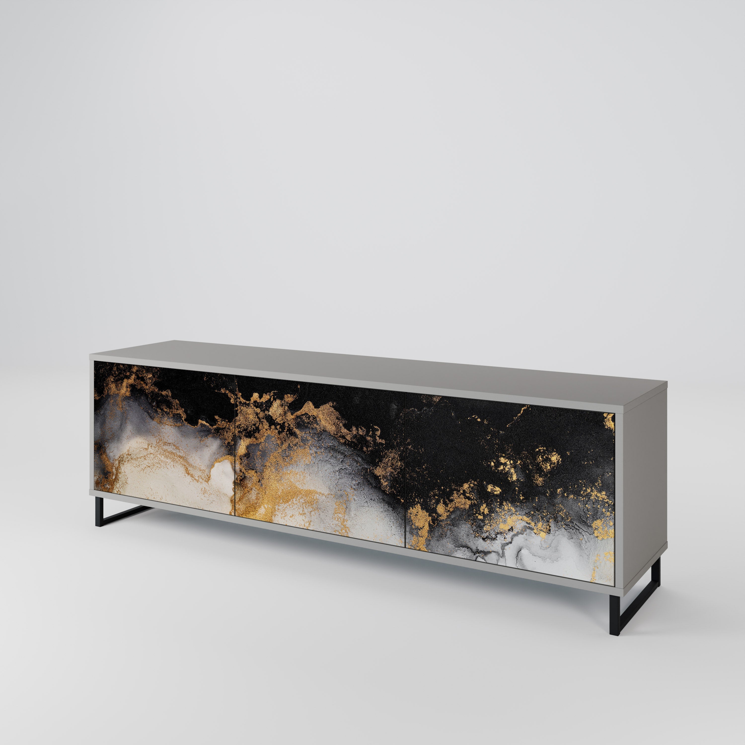 Βάση τηλεόρασης MARBLE OF TOMMORROW με 3 πόρτες σε γκρι φινίρισμα