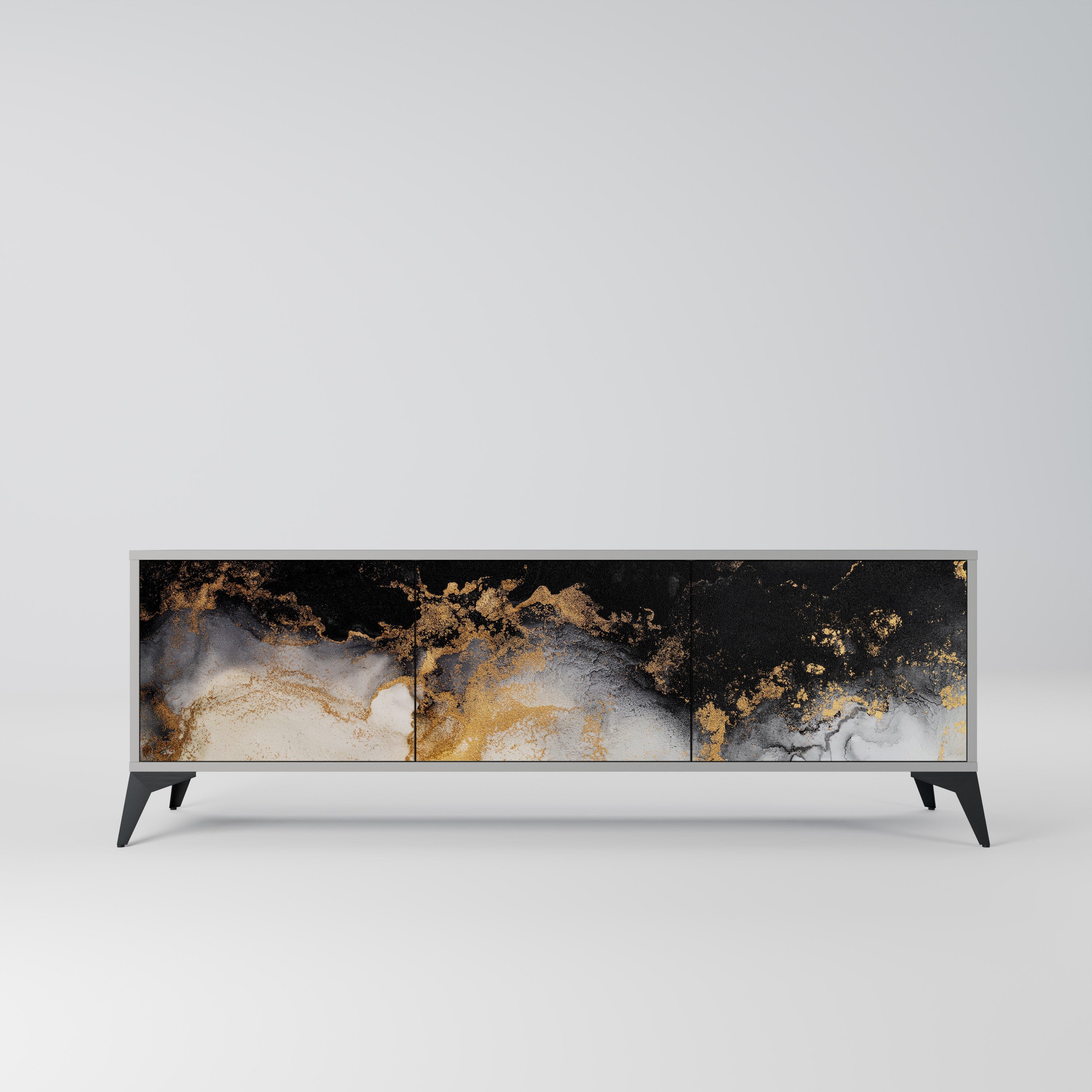 Βάση τηλεόρασης MARBLE OF TOMMORROW με 3 πόρτες σε γκρι φινίρισμα