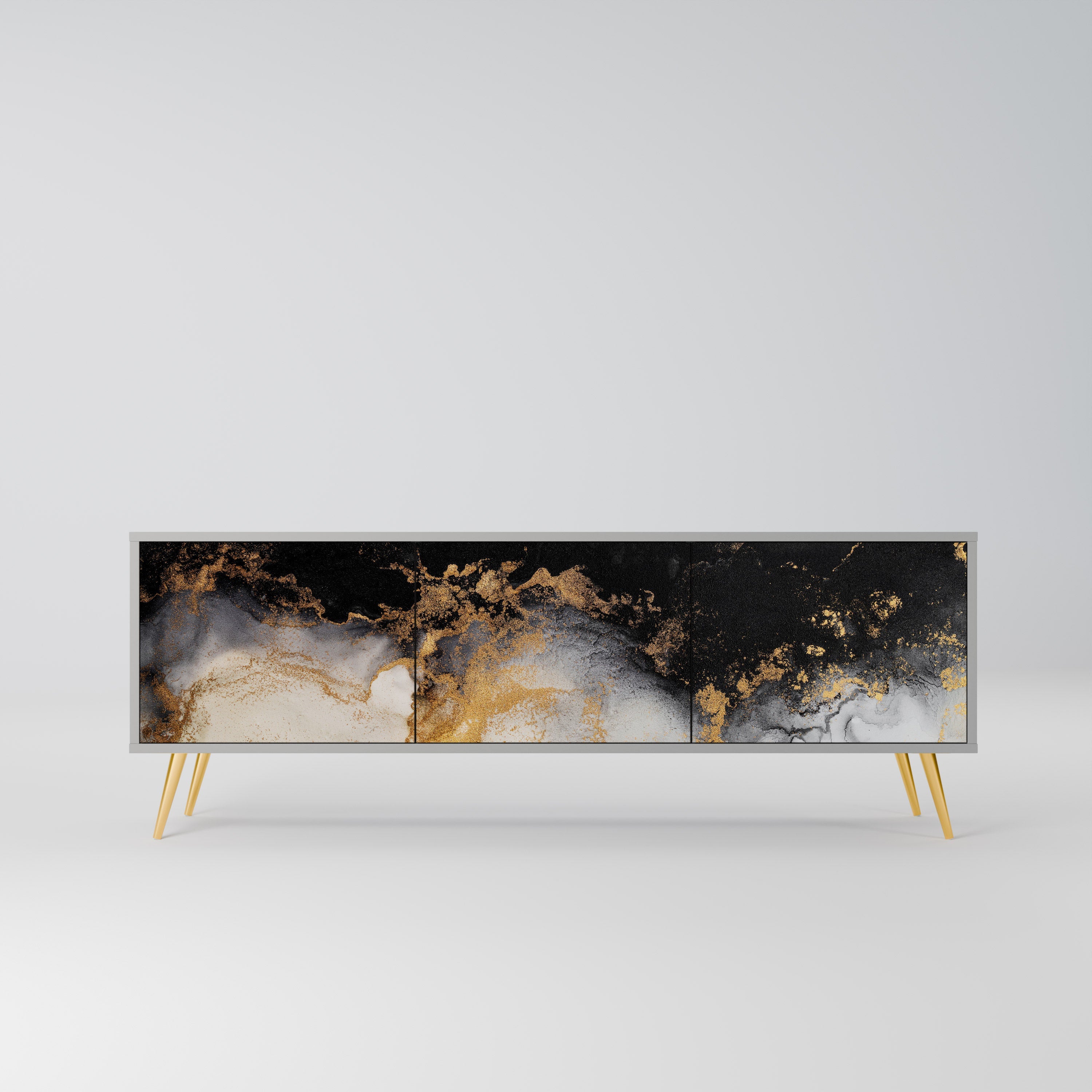 Βάση τηλεόρασης MARBLE OF TOMMORROW με 3 πόρτες σε γκρι φινίρισμα