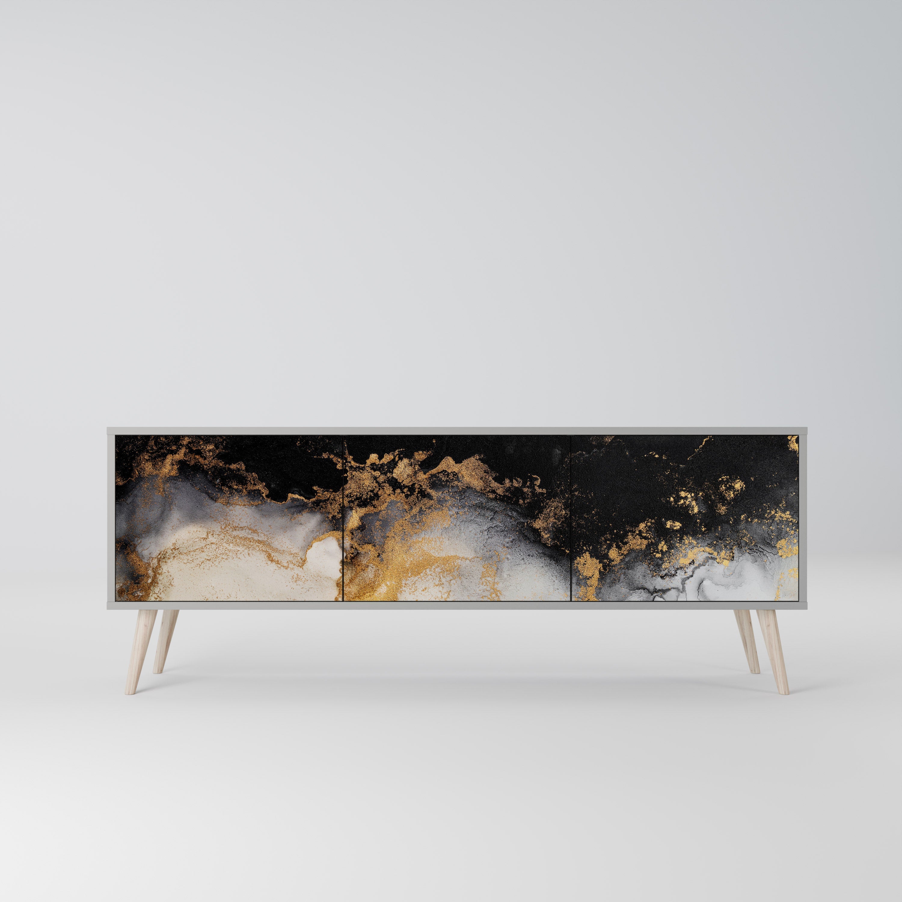 Βάση τηλεόρασης MARBLE OF TOMMORROW με 3 πόρτες σε γκρι φινίρισμα