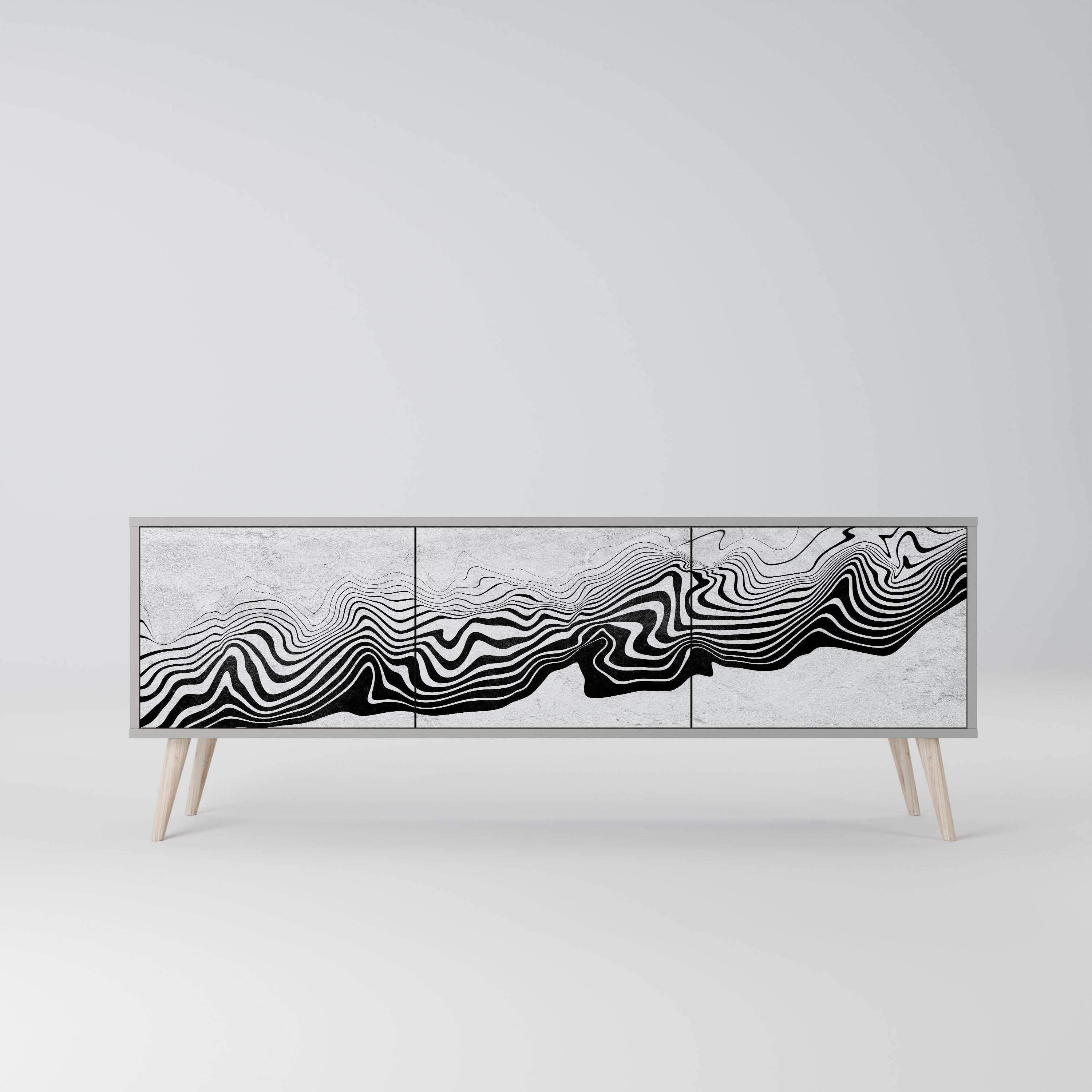 Βάση τηλεόρασης MIRAGE 3 θυρών MONOCHROME σε γκρι φινίρισμα