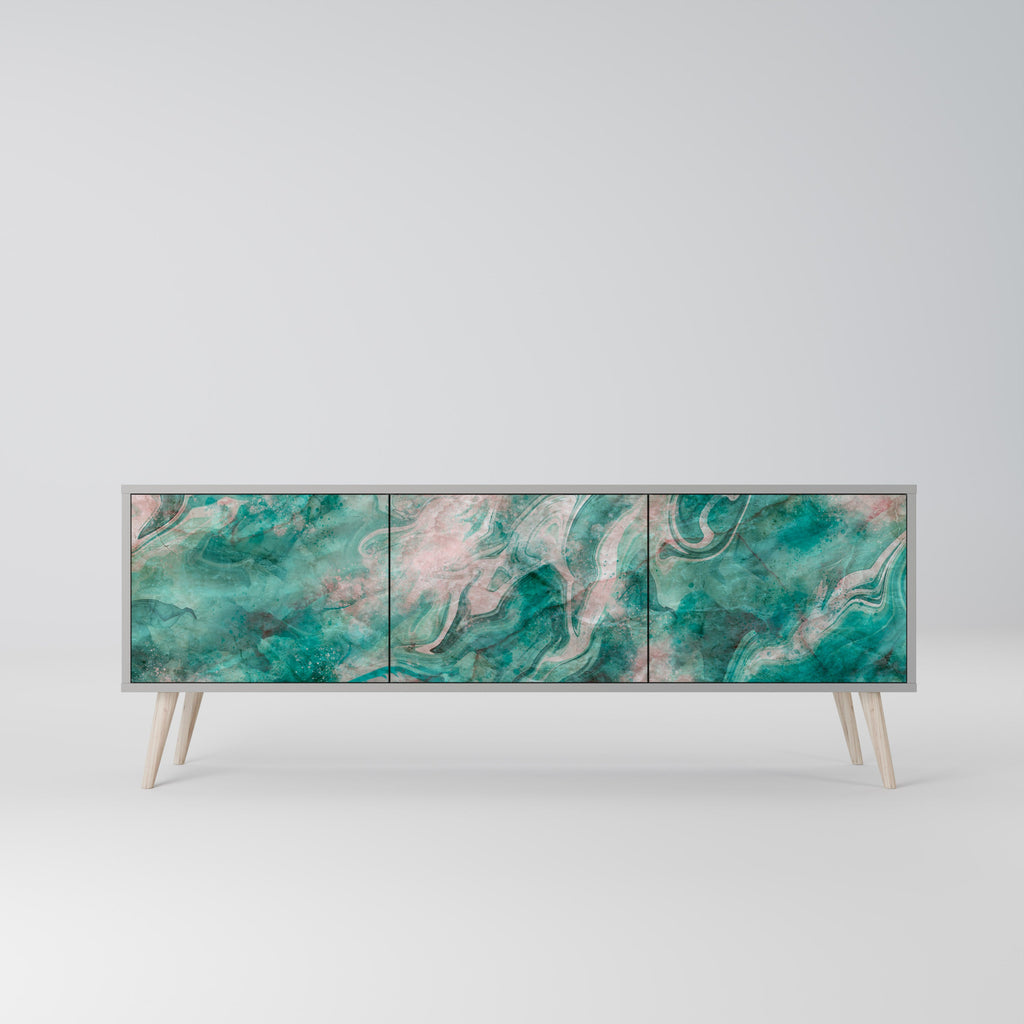 ABSTRACT ALCHEMY 3-Door TV Stand in Grey Finish