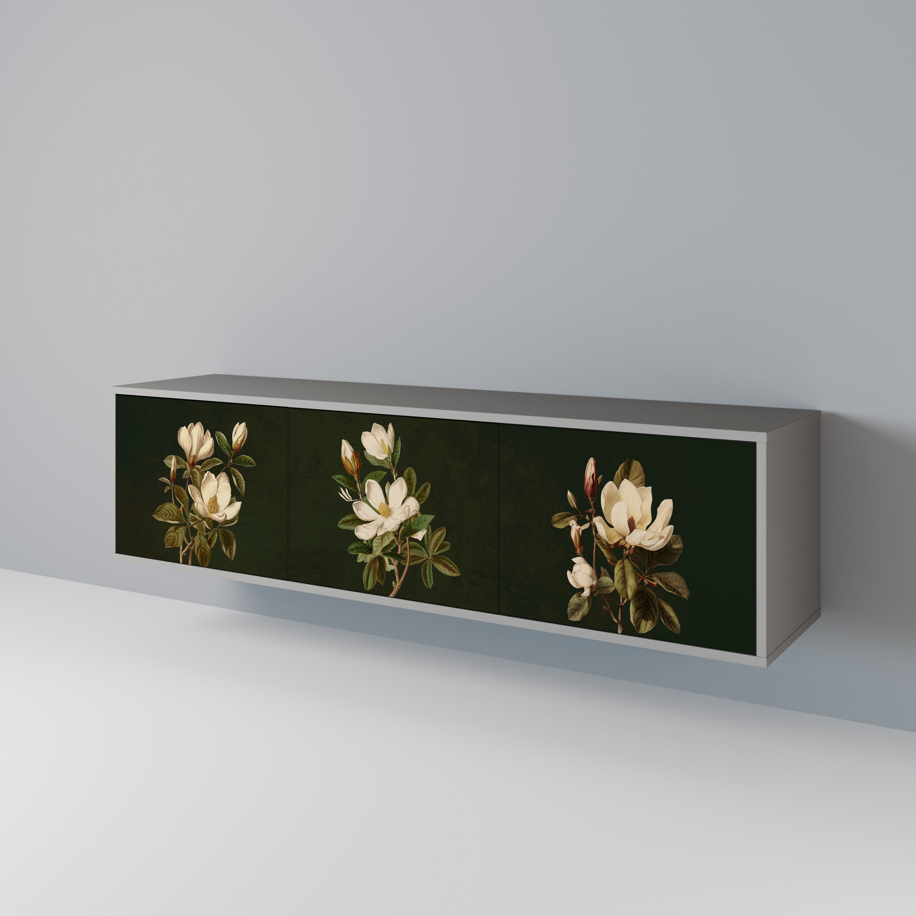 Τρίθυρη βάση τηλεόρασης FLORAL NOIR σε γκρι φινίρισμα