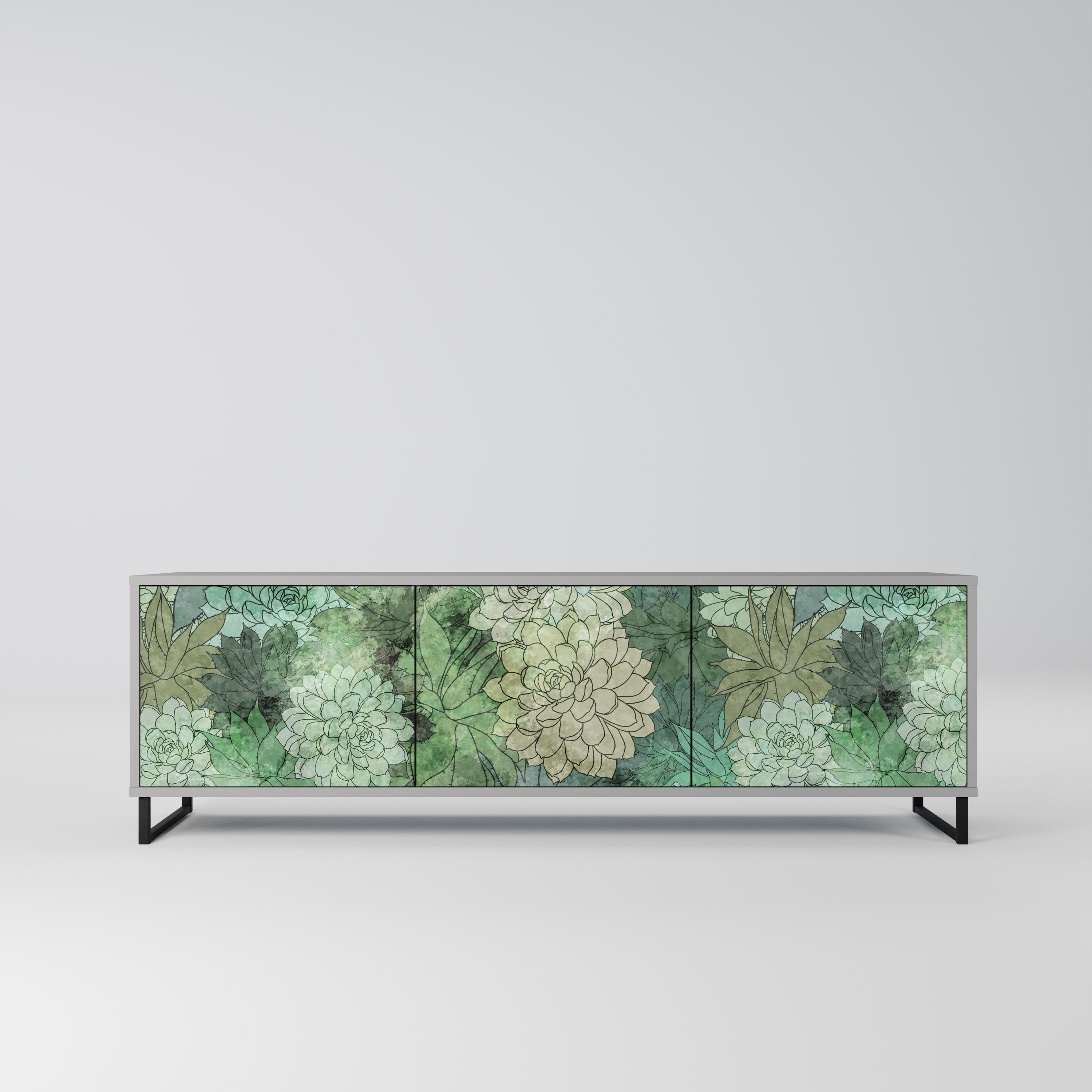Βάση τηλεόρασης SUCCULENT CLUSTER 3 θυρών σε γκρι φινίρισμα