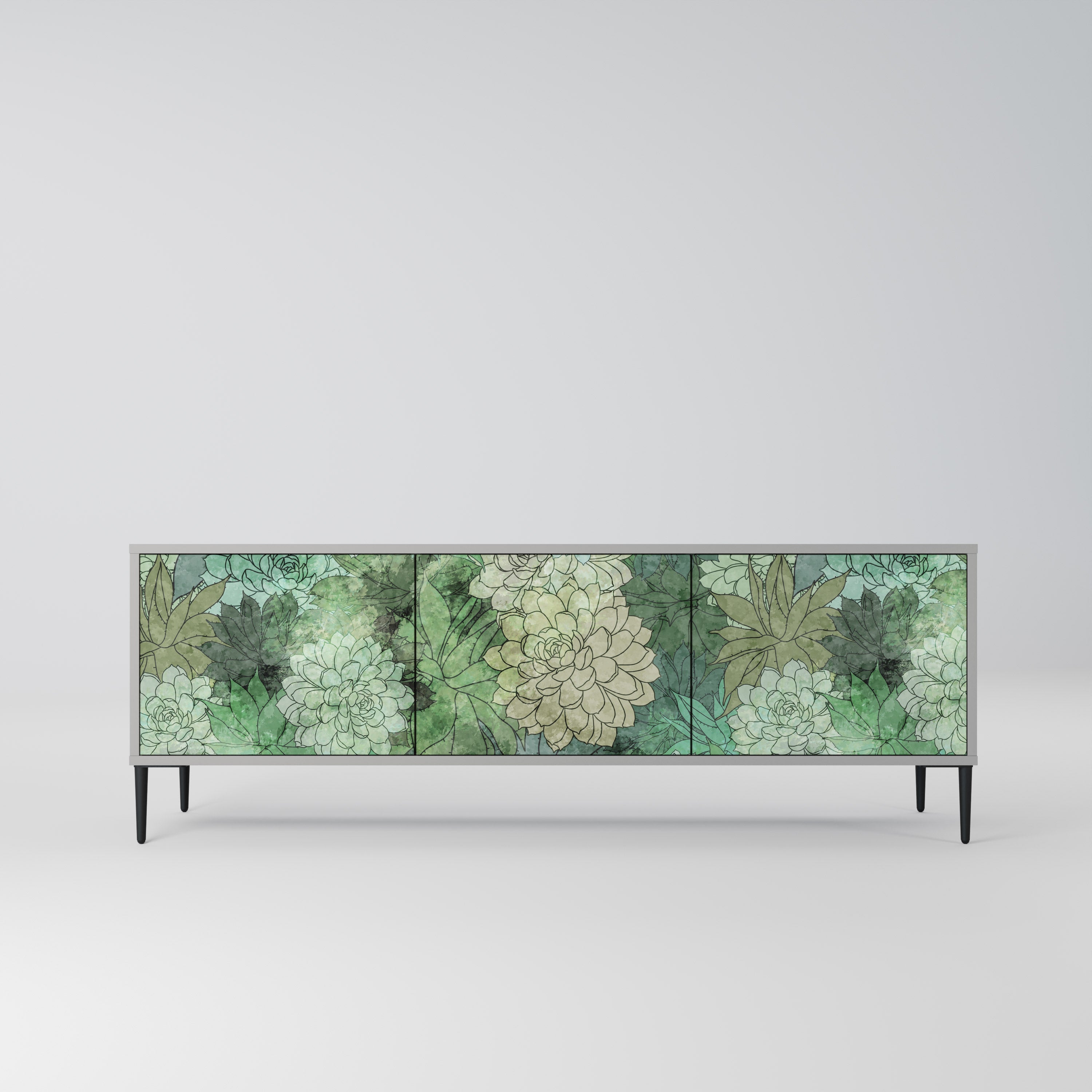 Βάση τηλεόρασης SUCCULENT CLUSTER 3 θυρών σε γκρι φινίρισμα