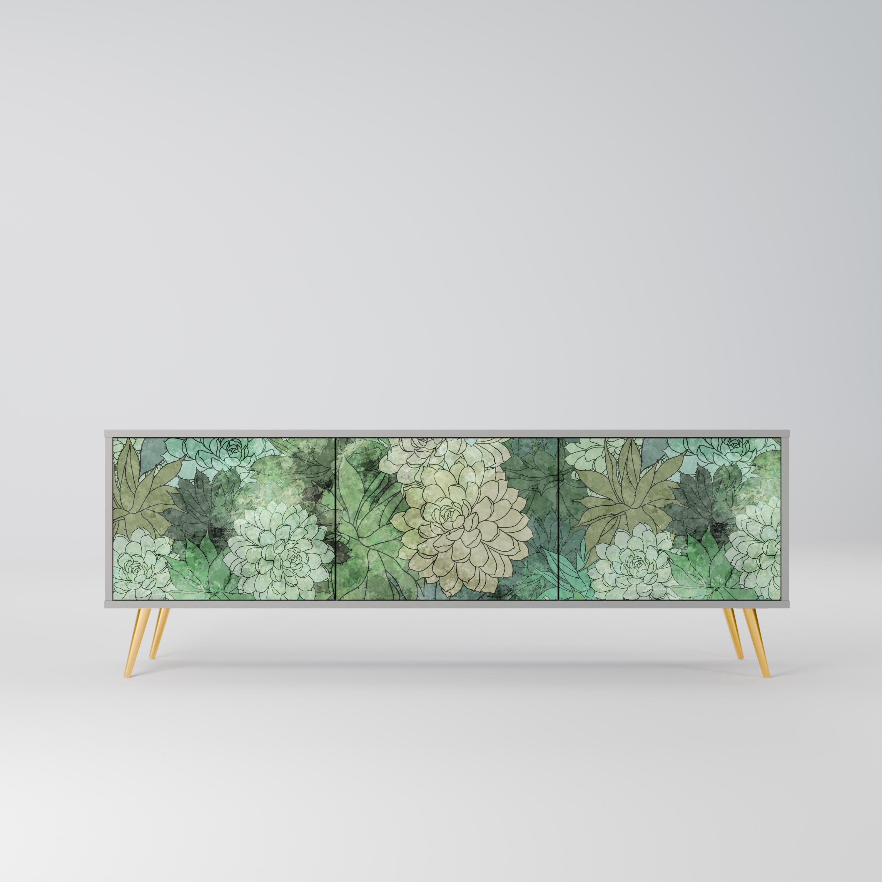 Βάση τηλεόρασης SUCCULENT CLUSTER 3 θυρών σε γκρι φινίρισμα