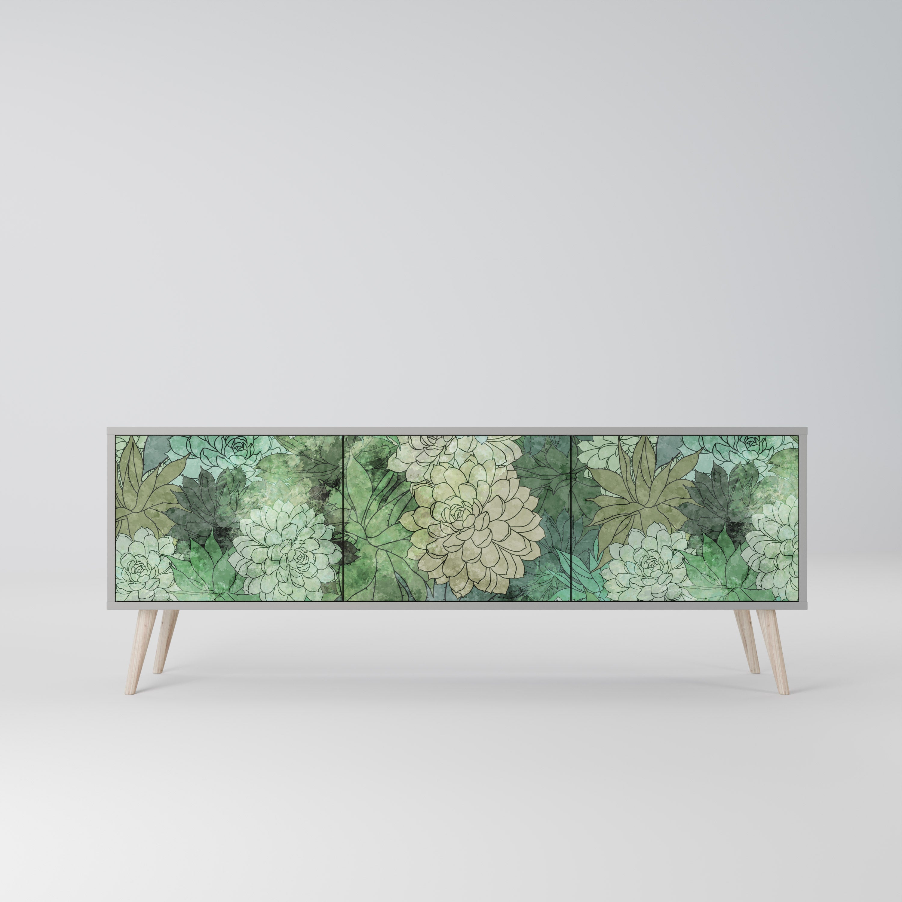 Βάση τηλεόρασης SUCCULENT CLUSTER 3 θυρών σε γκρι φινίρισμα