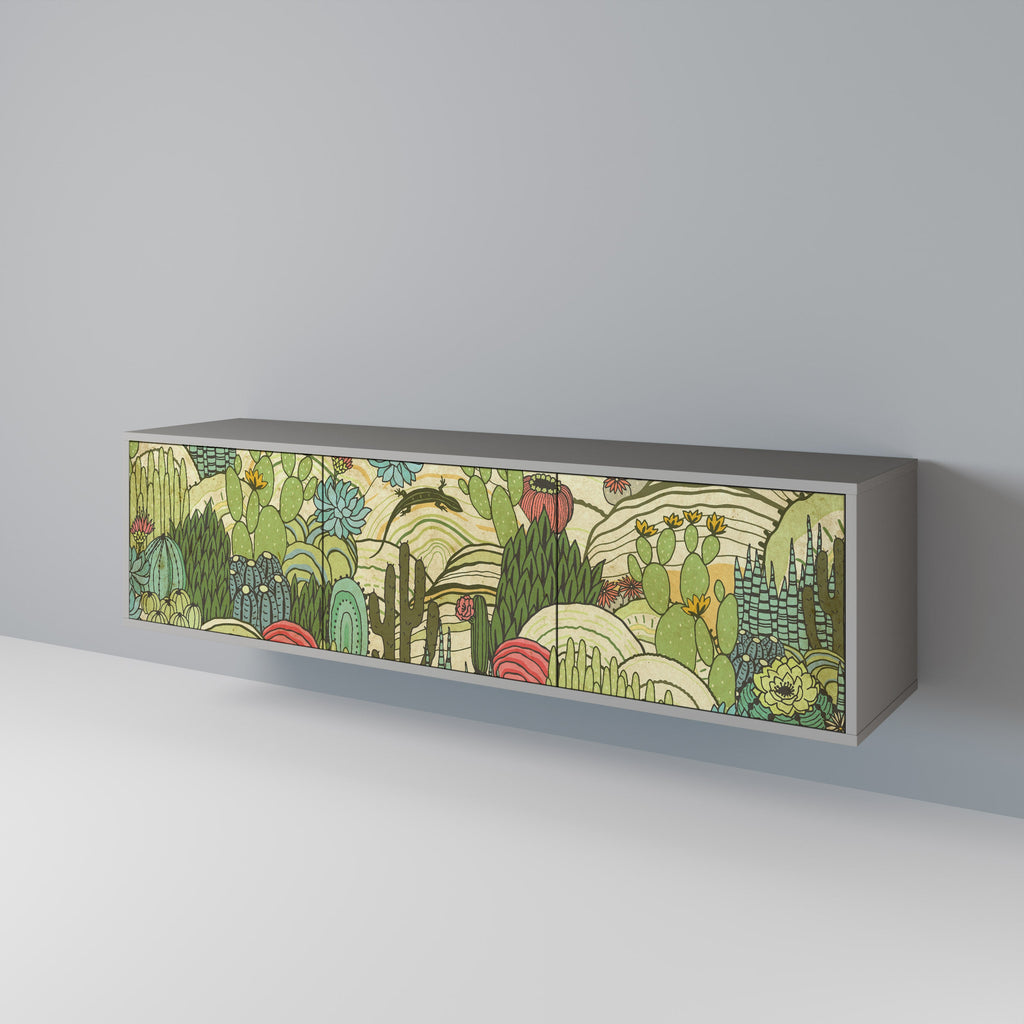 SUCCULENTS KALEIDOSCOPE Τρίθυρη βάση τηλεόρασης σε γκρι φινίρισμα