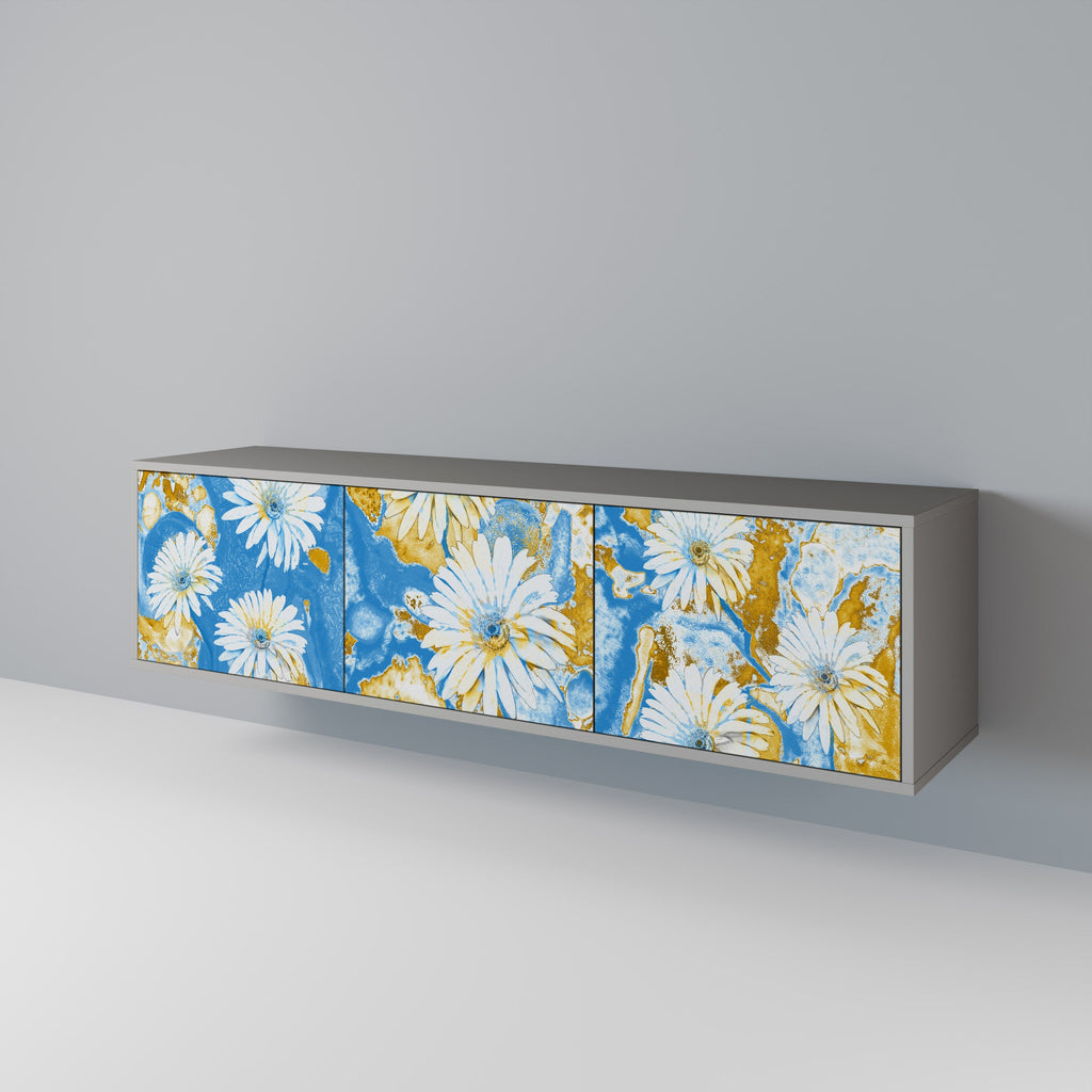 Βάση τηλεόρασης DAISY LUXE με 3 πόρτες σε γκρι φινίρισμα
