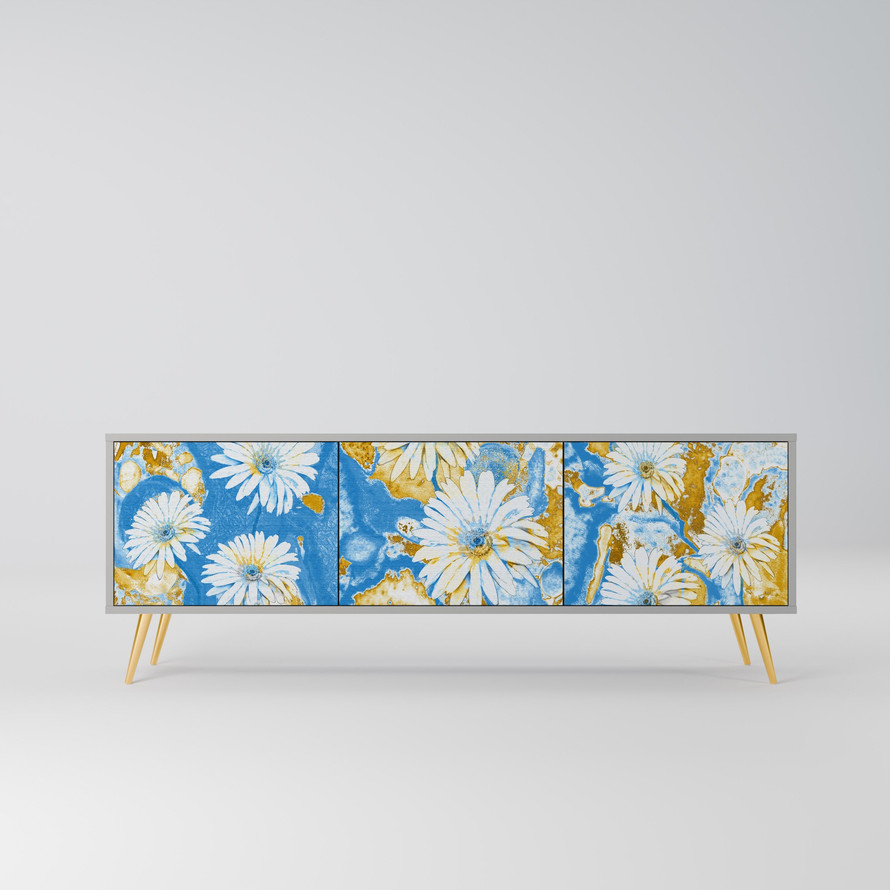 Βάση τηλεόρασης DAISY LUXE με 3 πόρτες σε γκρι φινίρισμα