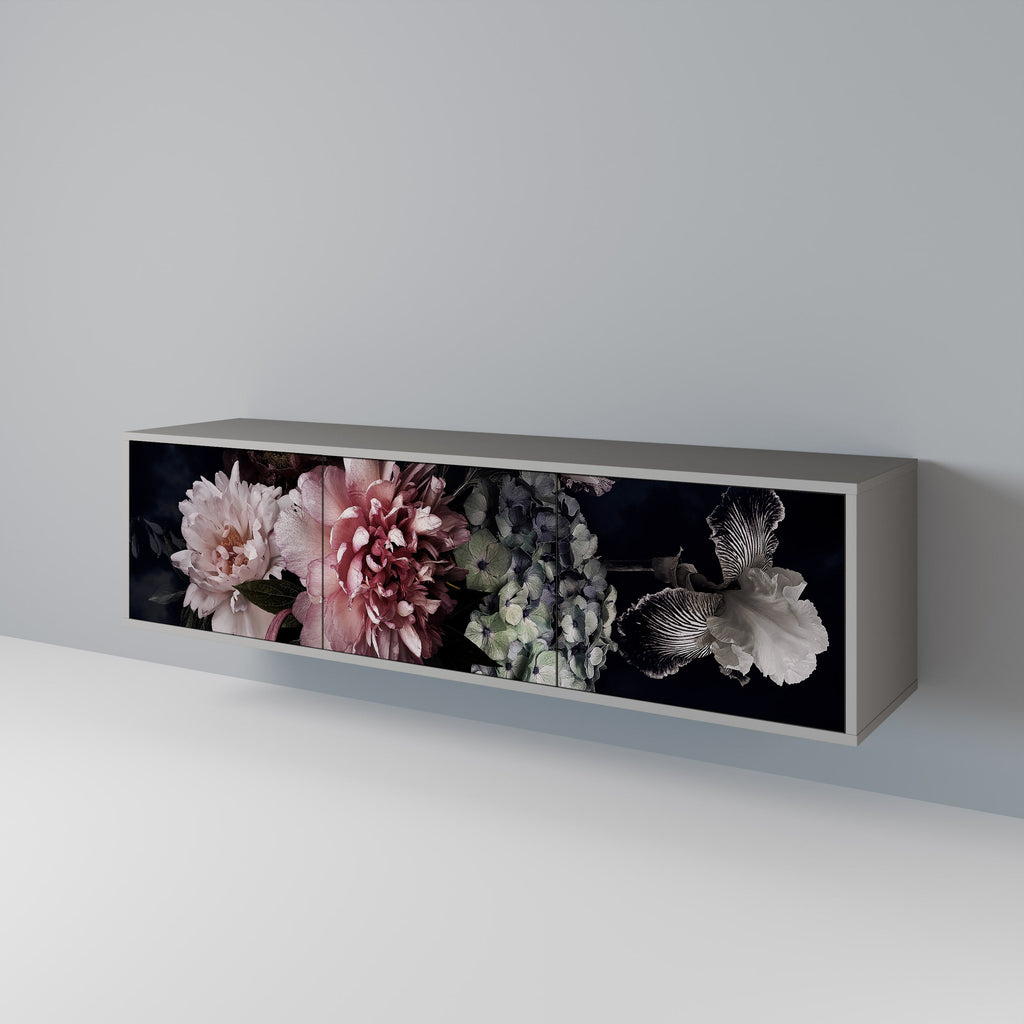 Βάση τηλεόρασης PURE BLOSSOM με 3 πόρτες σε γκρι φινίρισμα