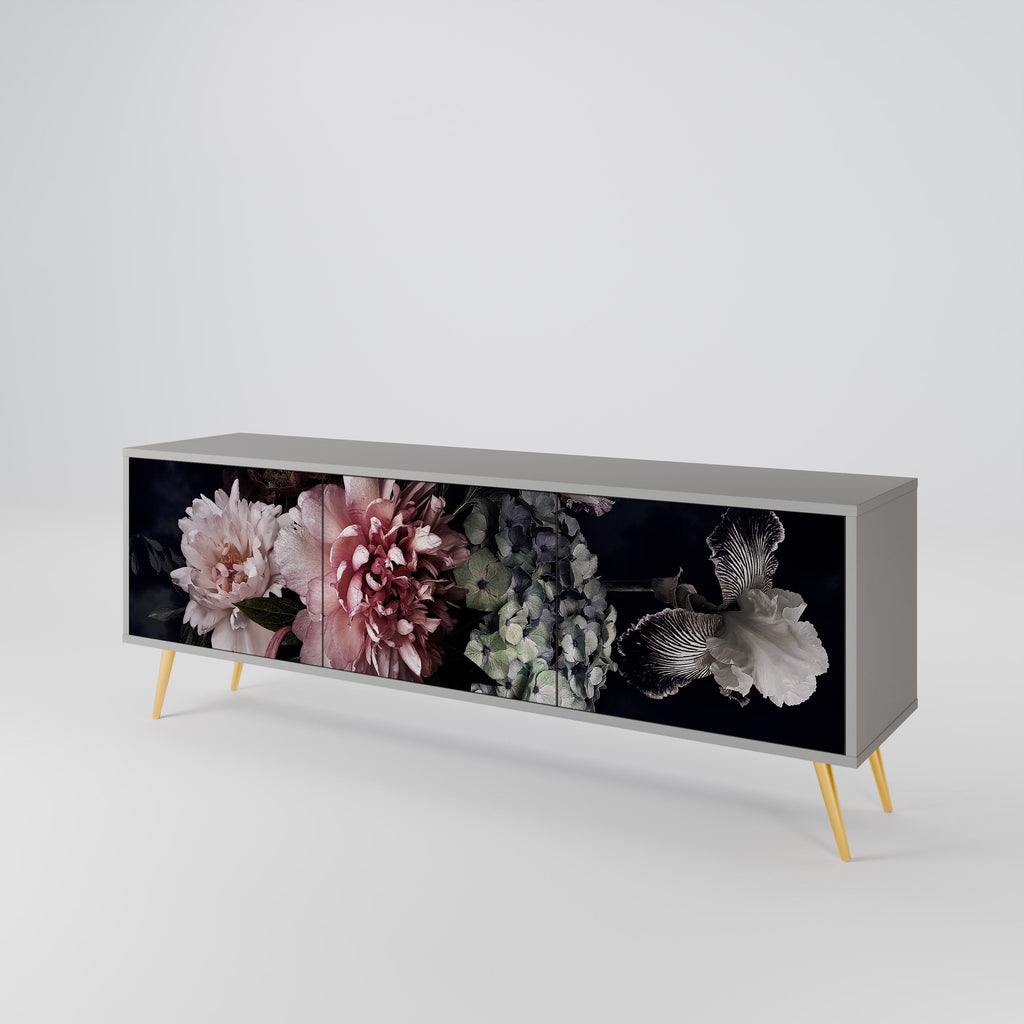 Βάση τηλεόρασης PURE BLOSSOM με 3 πόρτες σε γκρι φινίρισμα