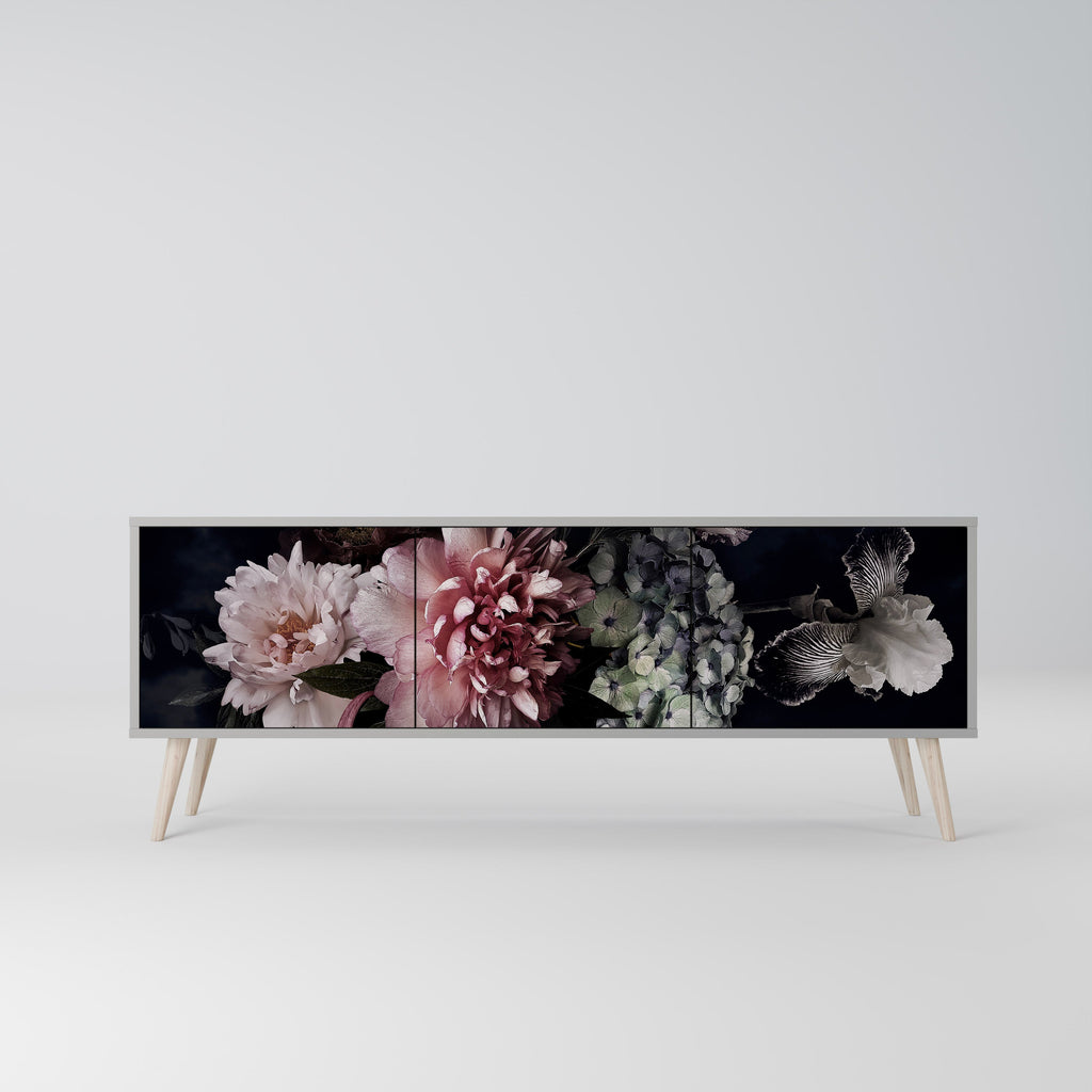 Βάση τηλεόρασης PURE BLOSSOM με 3 πόρτες σε γκρι φινίρισμα