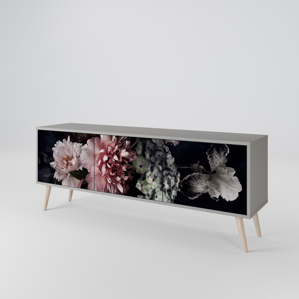 Βάση τηλεόρασης PURE BLOSSOM με 3 πόρτες σε γκρι φινίρισμα