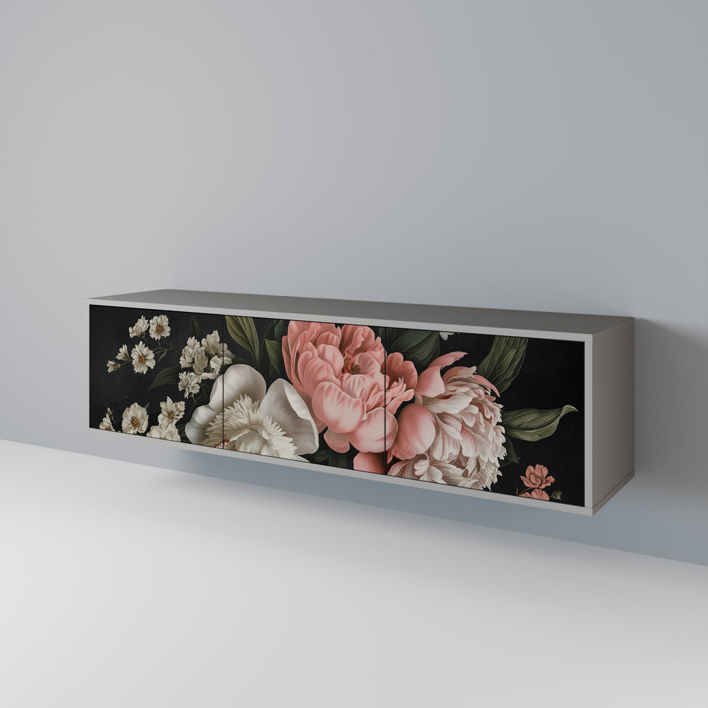 Βάση τηλεόρασης LUSH ELEGANCE με 3 πόρτες σε γκρι φινίρισμα