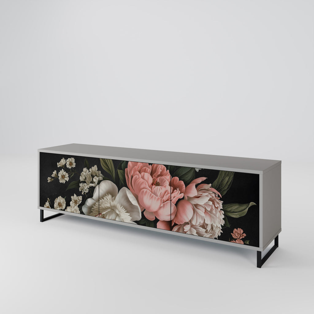 Βάση τηλεόρασης LUSH ELEGANCE με 3 πόρτες σε γκρι φινίρισμα