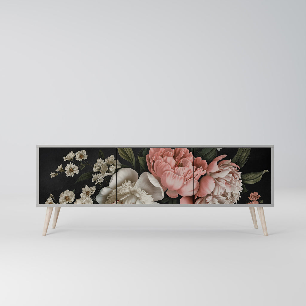 Βάση τηλεόρασης LUSH ELEGANCE με 3 πόρτες σε γκρι φινίρισμα