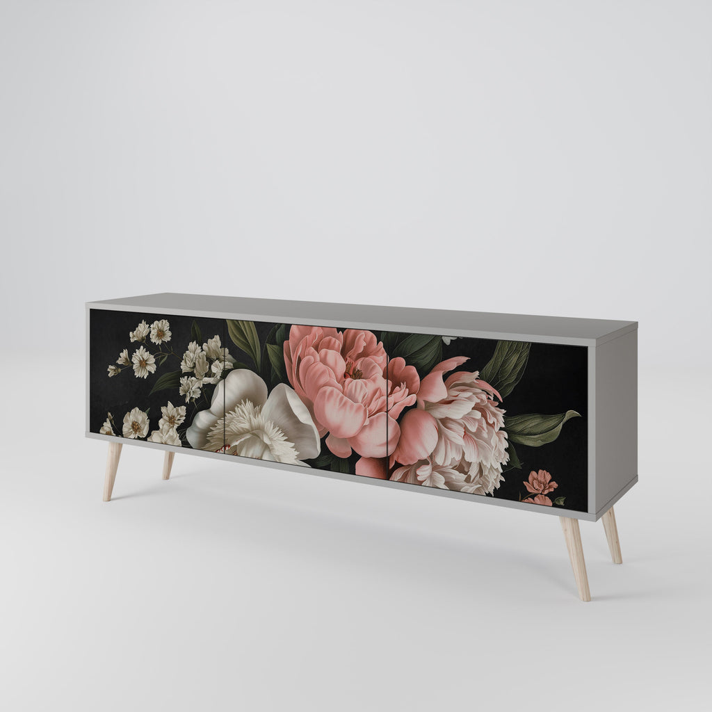 Βάση τηλεόρασης LUSH ELEGANCE με 3 πόρτες σε γκρι φινίρισμα
