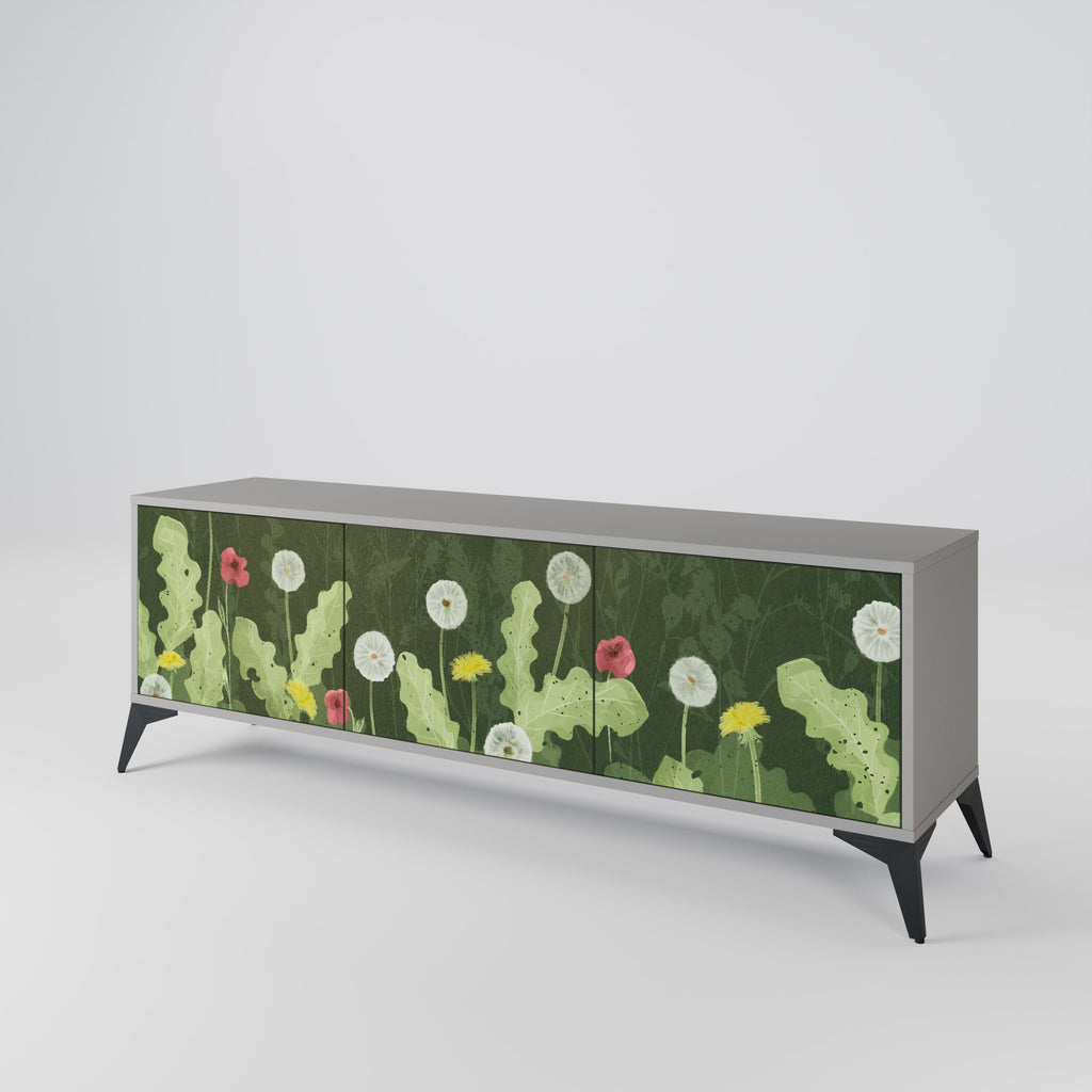 DANDELION AMUSE 3-Door TV Stand in Grey Finish