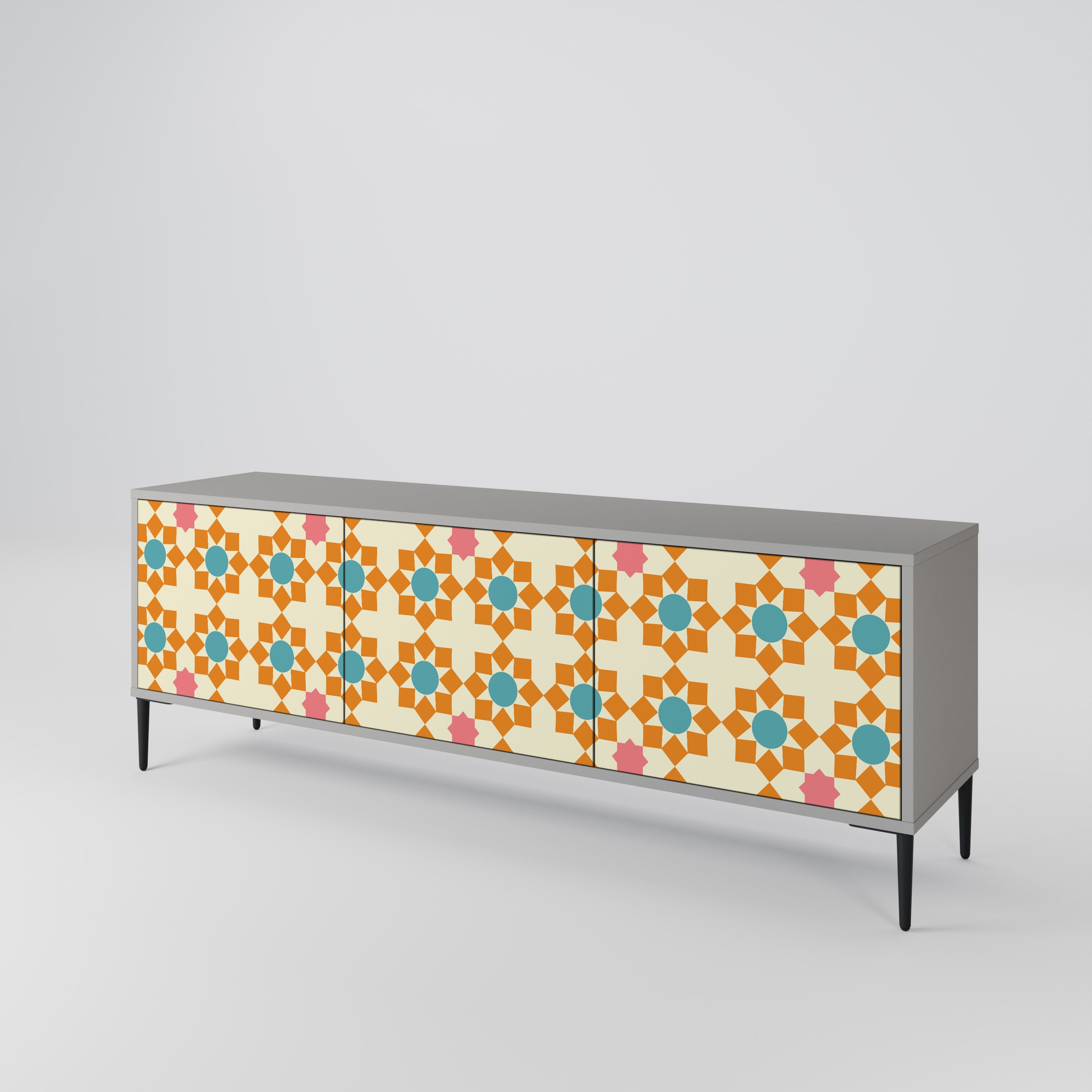 FLORAL DECOR 3-Door TV Cabinet