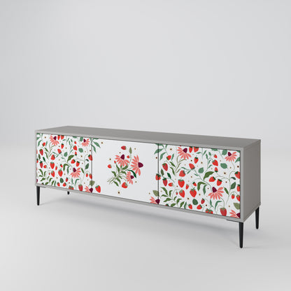 FLOWERS AND STRAWBERRIES 3-Door TV Cabinet